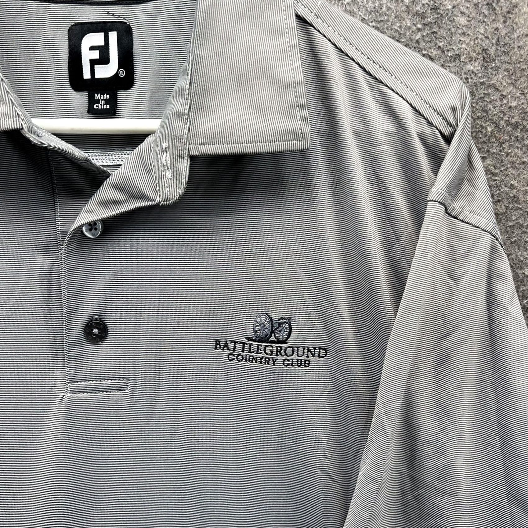 Footjoy FootJoy Polo Shirt Mens 2XL Gray Stripe Battleground Country Club Logo Golf Shirt Size US XXL / EU 58 / 5 - 6 Thumbnail