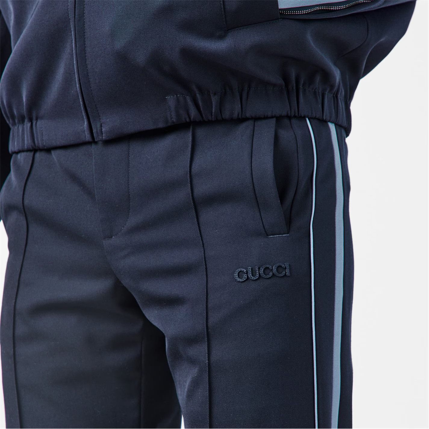 Gucci o1g2r1mq0426 Embroidered Wool Twill Trousers in Blue Size US 32 / EU 48 - 4 Thumbnail