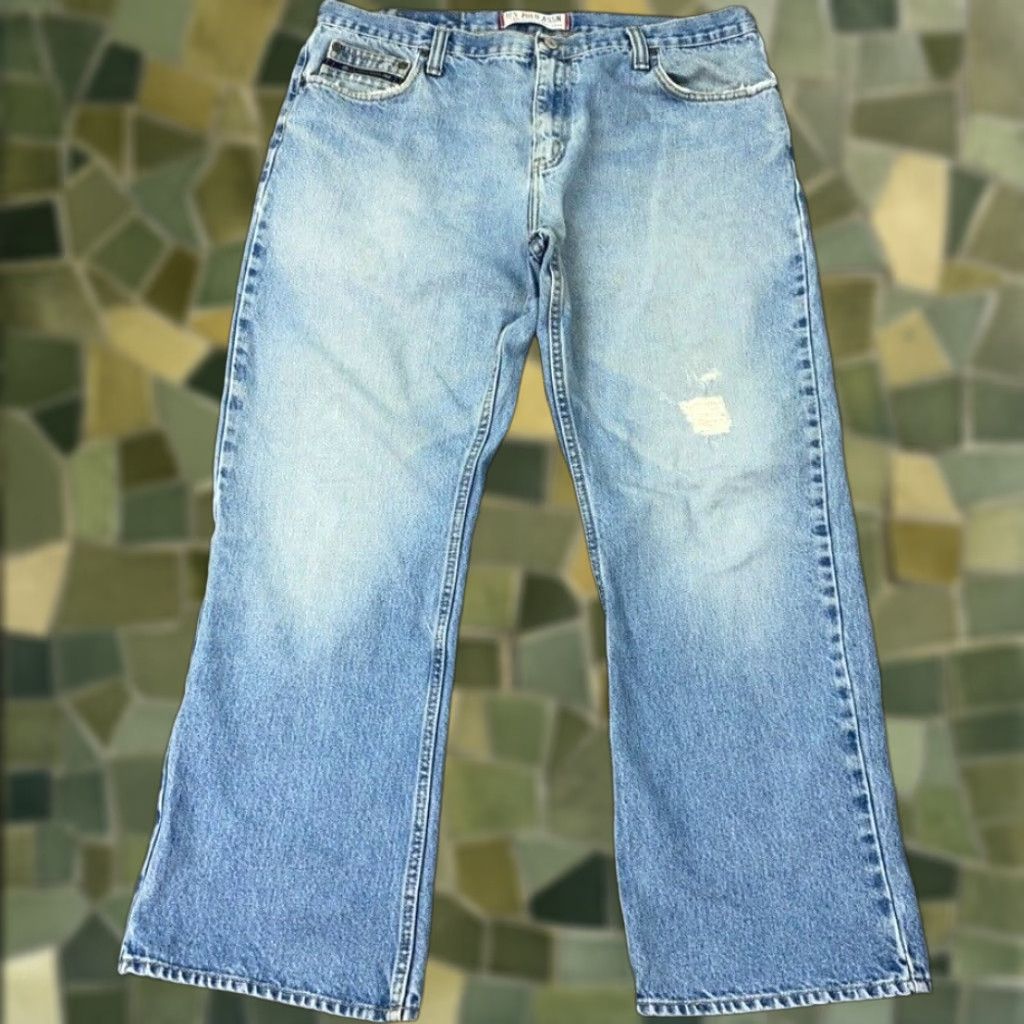 Vintage US Polo Assn Jeans Mens 40x30 Blue Loose Relaxed Straight Faded Distressed Y2K Size US M / EU 48-50 / 2 - 1 Thumbnail
