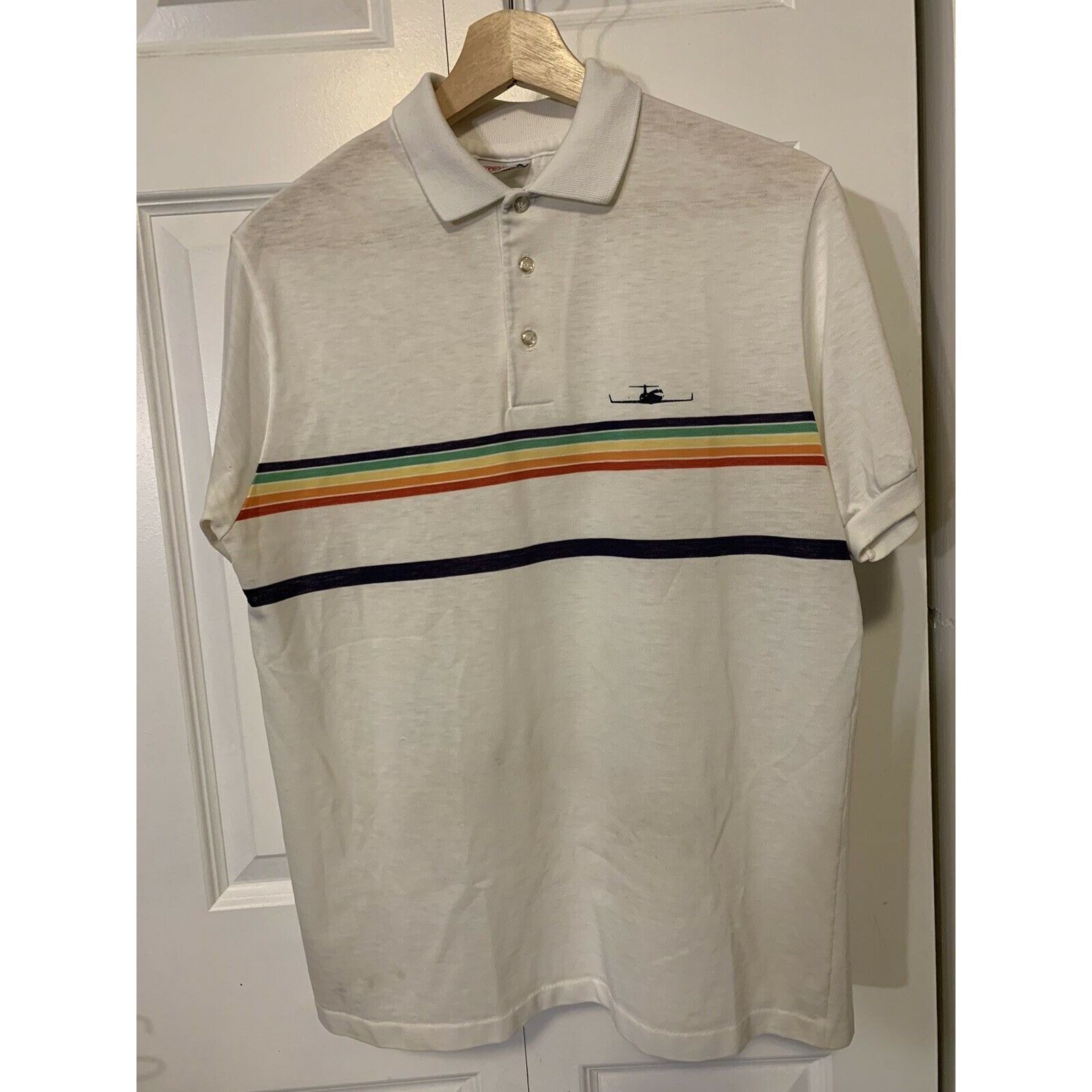 Vintage vintage 1980s rainbow polo t shirt Men’s Sz L Screen Mates Size US L / EU 52-54 / 3 - 5 Thumbnail