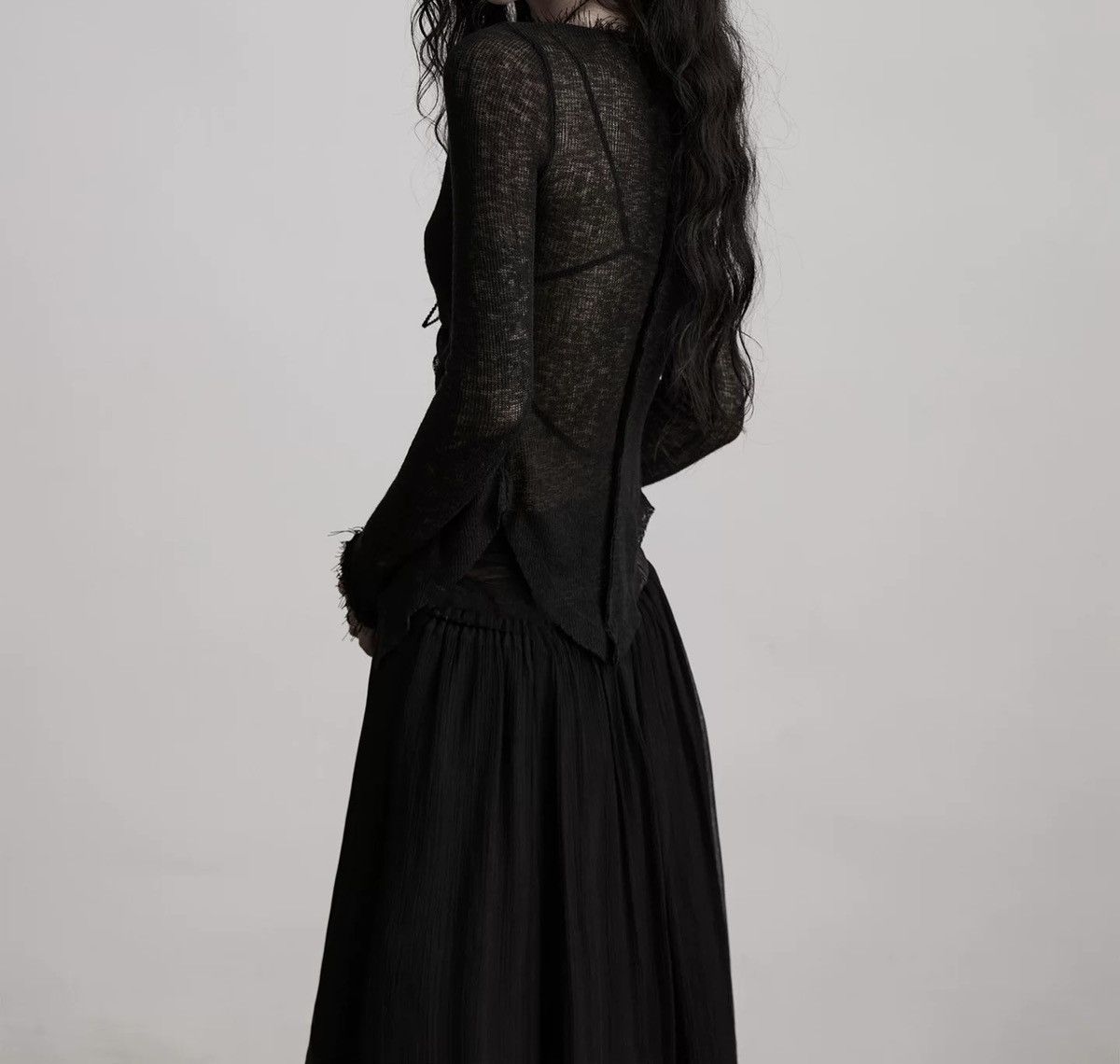 Other Sheer Black Tie Cardigan Size L / US 10 / IT 46 - 4 Thumbnail