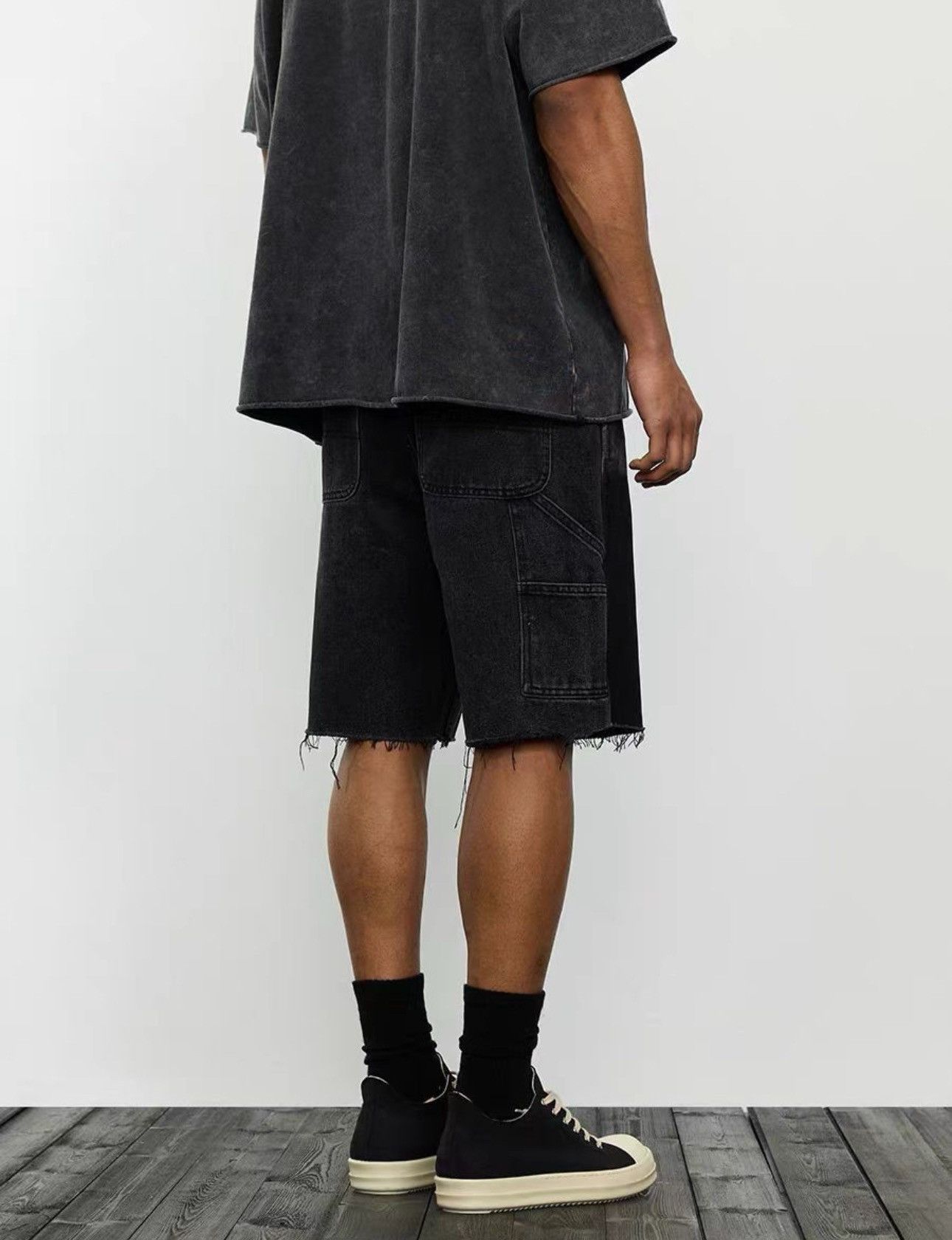 Japanese Brand High street patchwork raw edge logging denim shorts Size US 34 / EU 50 - 2 Thumbnail