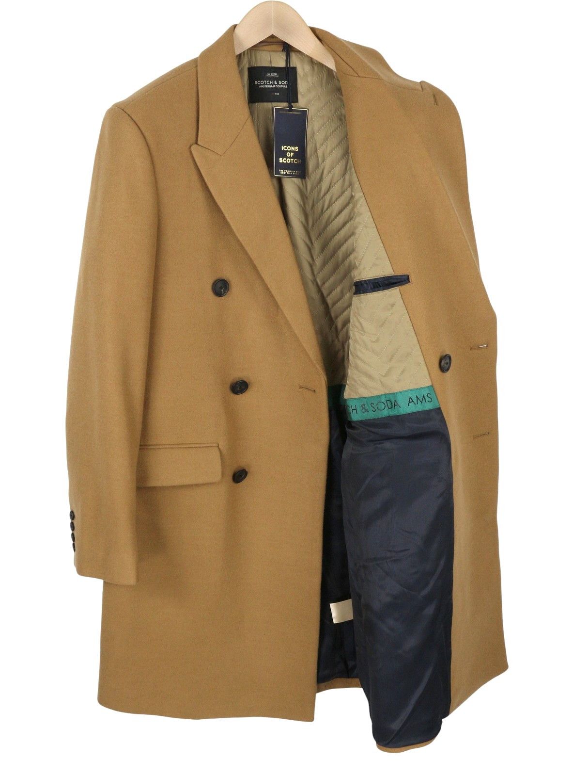 Scotch & Soda M Brown Double Breasted Peak Lapel Coat 88479 Size US M / EU 48-50 / 2 - 2 Thumbnail