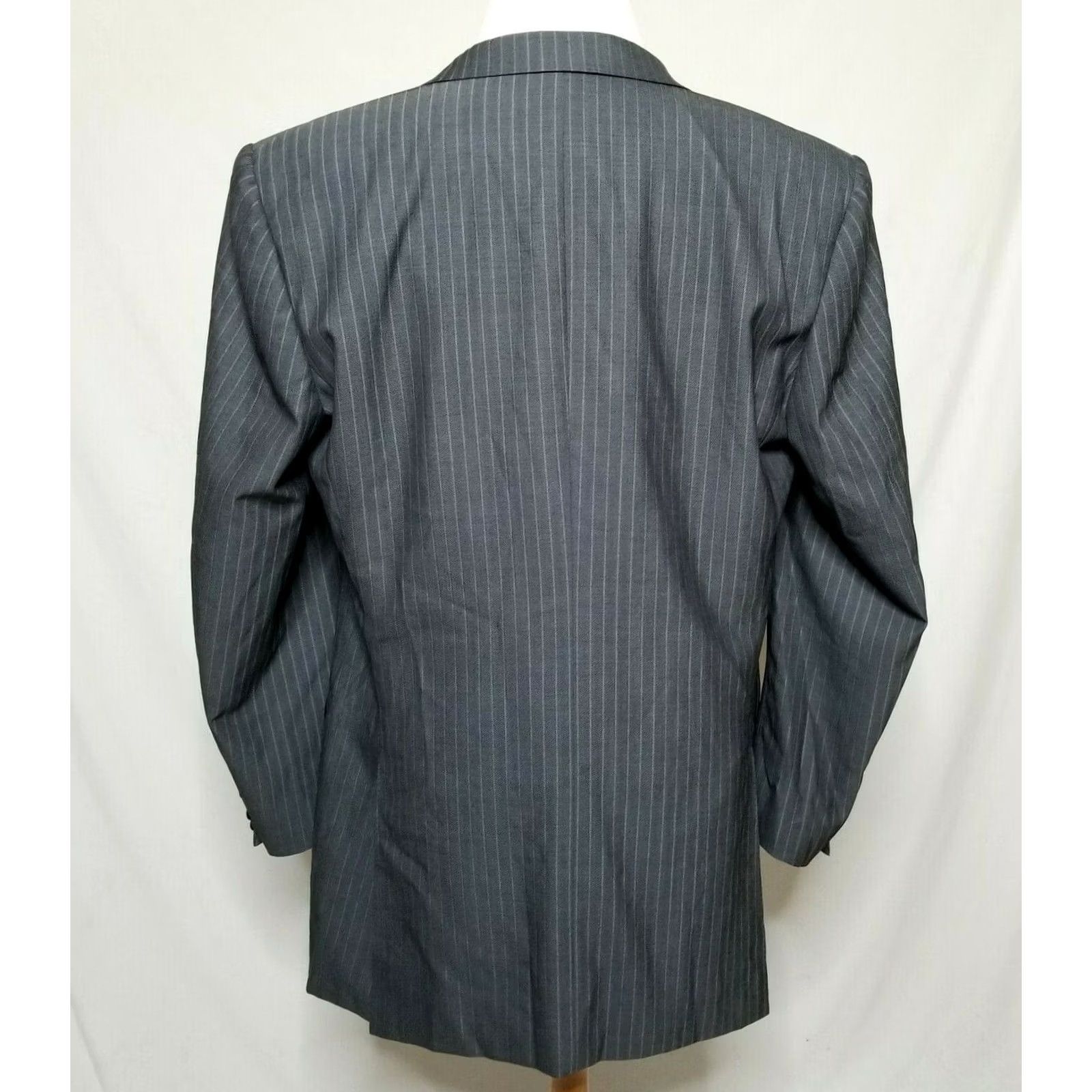 Canali Canali Mens Suit Jacket Gray Pinstripe Wool 54L / 44L Blazer Sport Coat Two Button Size 54R - 3 Thumbnail