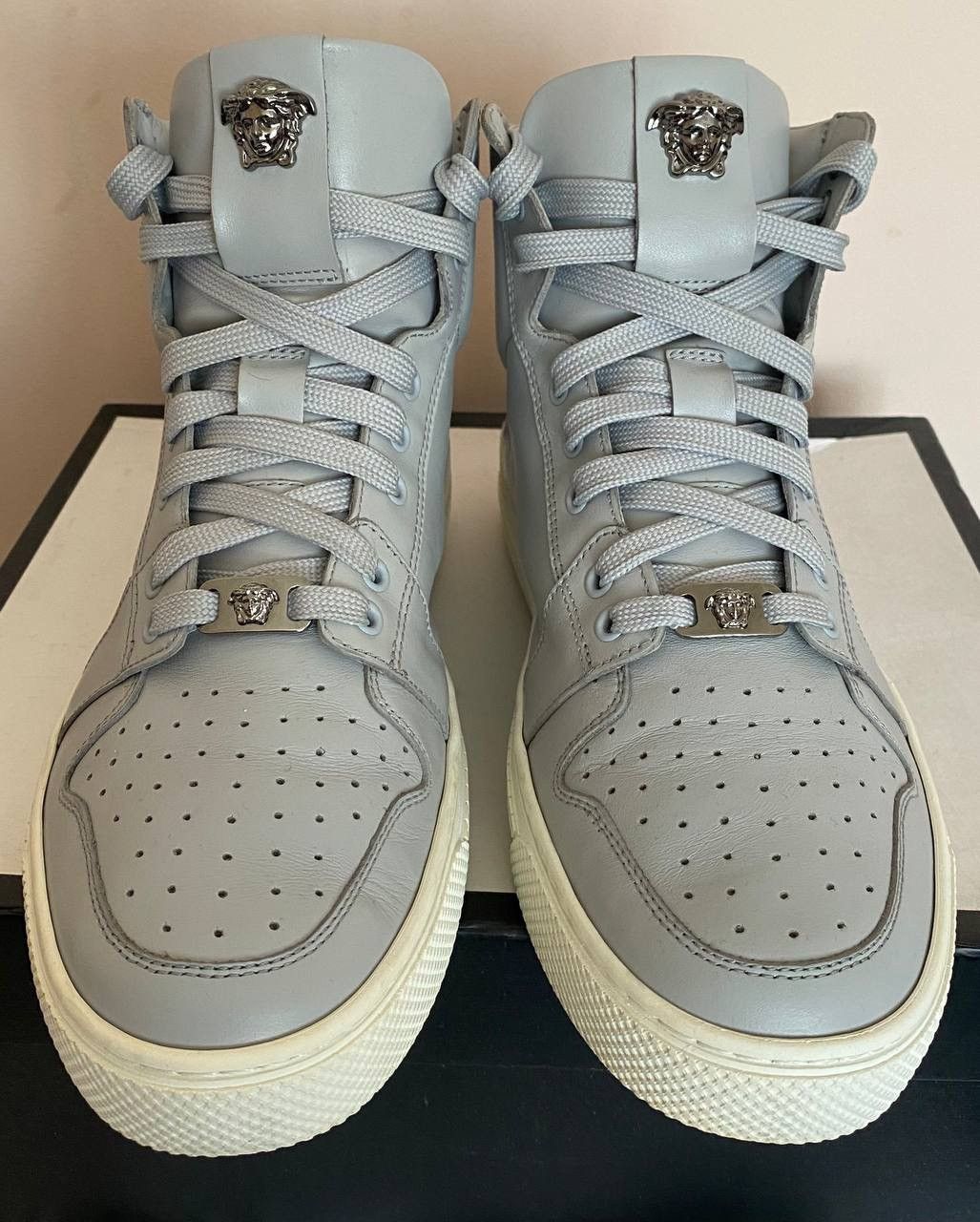 Versace Versace Men’s Gray Leather High Top Sneakers Size US 8 / EU 41 - 3 Thumbnail