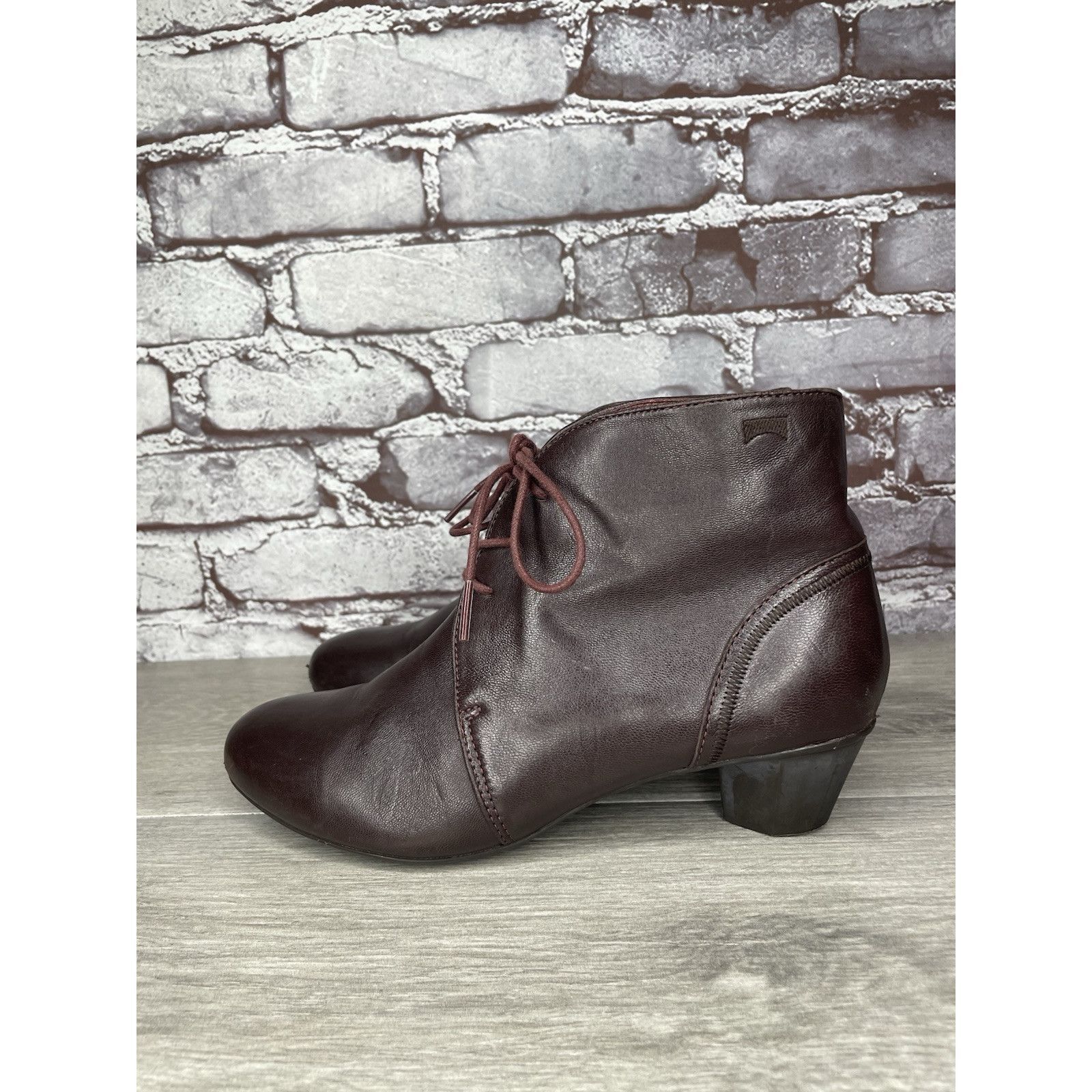 Camper Camper Alicante Brown Leather Lace Up Heel Ankle Boots Women Size US 7.5 / IT 37.5 - 1 Thumbnail