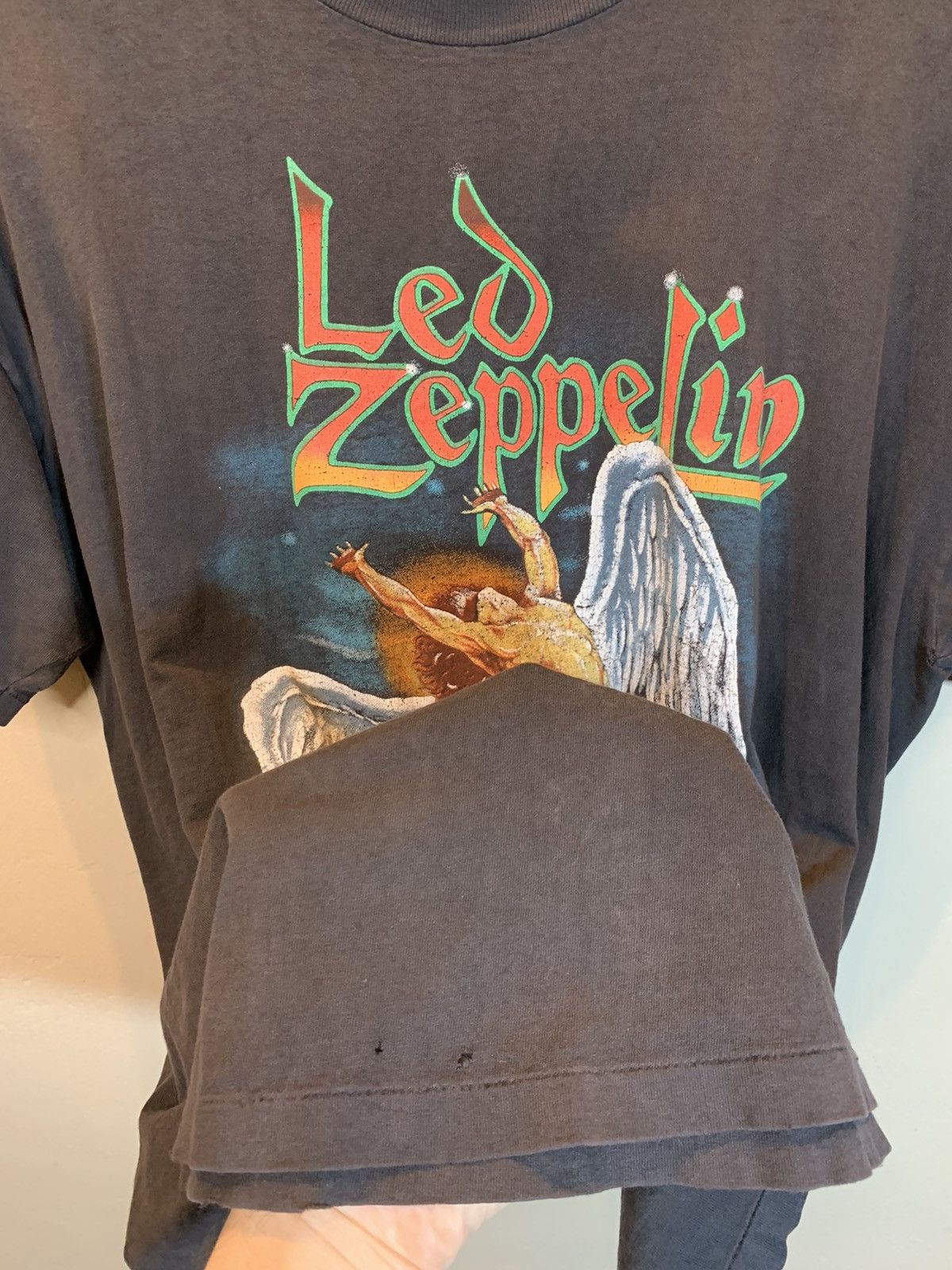 Band Tees × Led Zeppelin × Vintage RARE* Vintage 80s Led Zeppelin Swan Song Single Stitch Shirt Size US XL / EU 56 / 4 - 8 Thumbnail