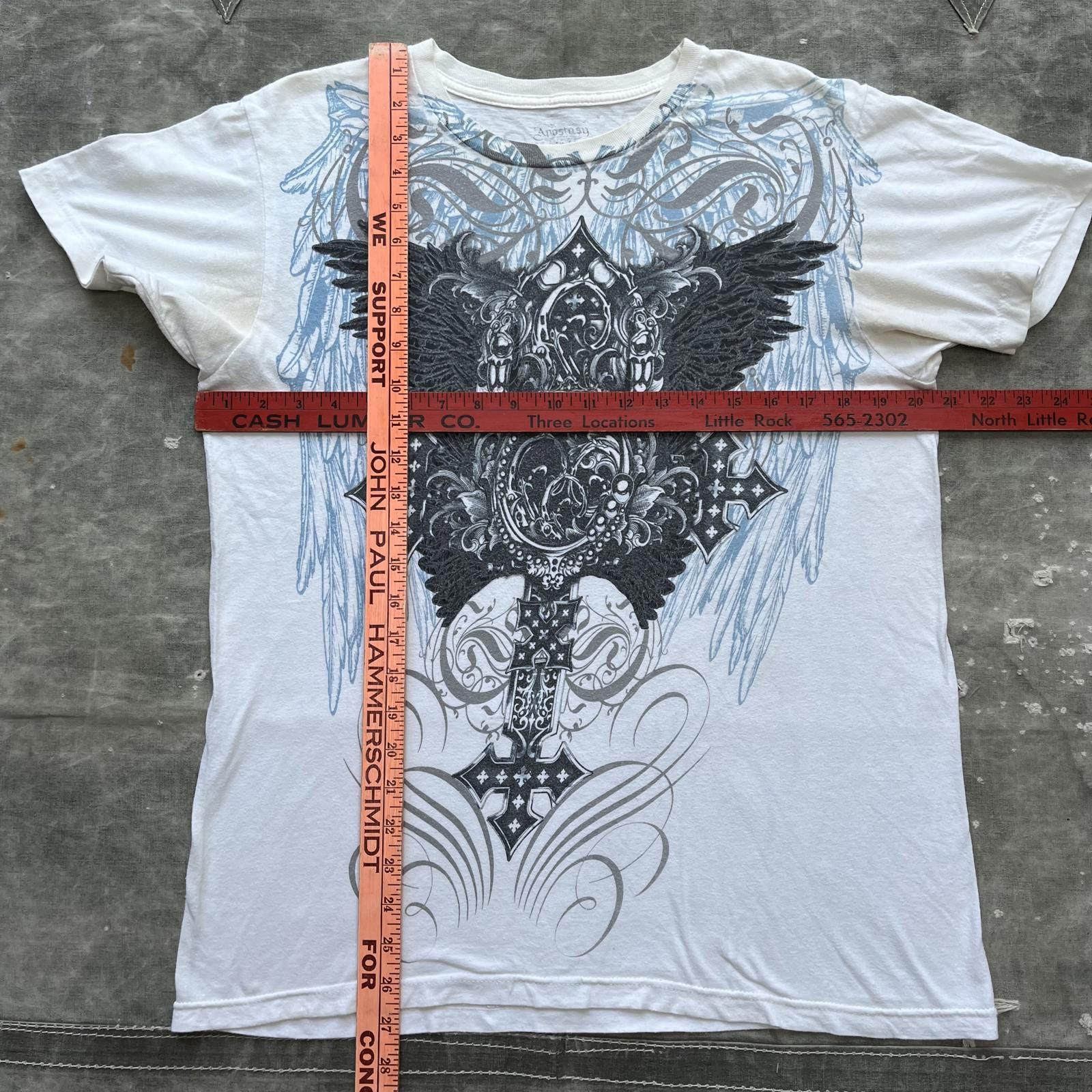 Vintage Vintage Y2K Revolution Grunge Affliction AOP Cross Shirt Size US M / EU 48-50 / 2 - 3 Thumbnail