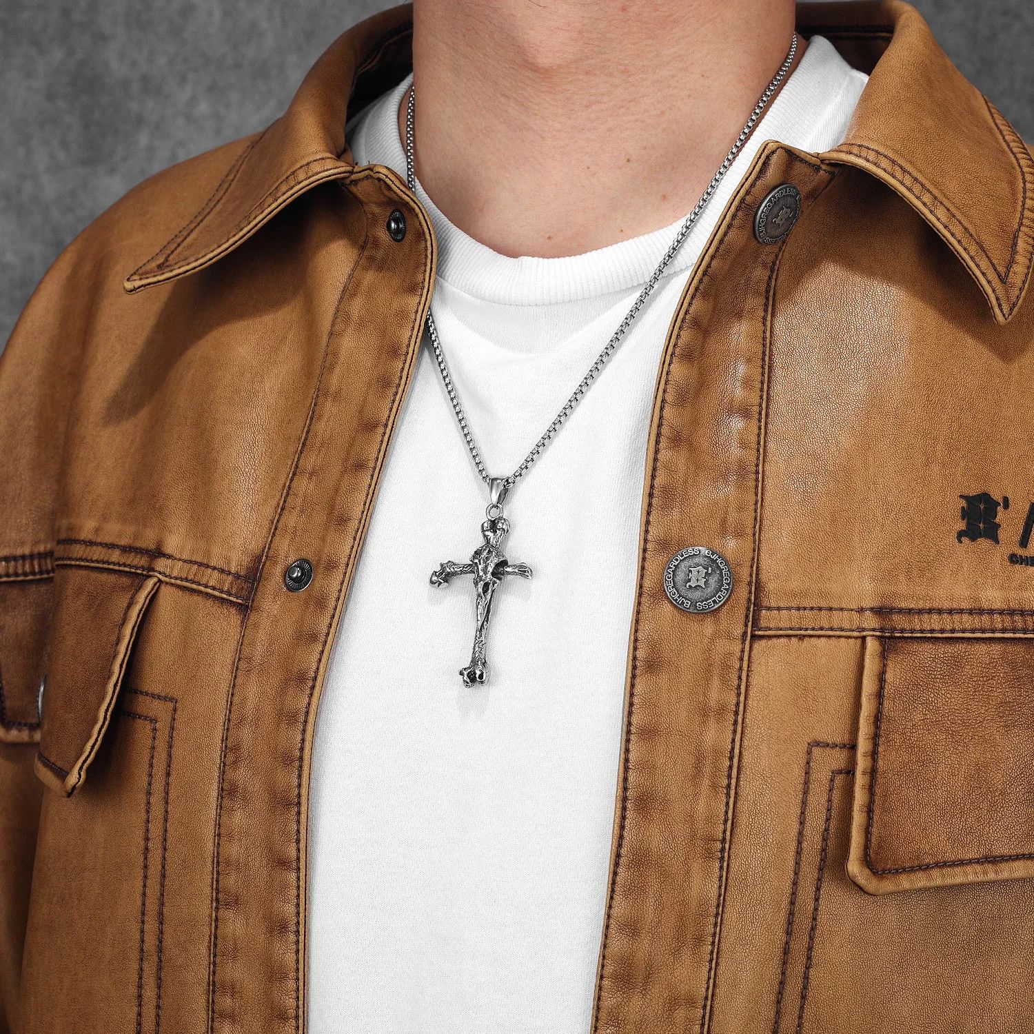 Jewelry Crow Bone Cross Men Necklace Size ONE SIZE - 5 Thumbnail