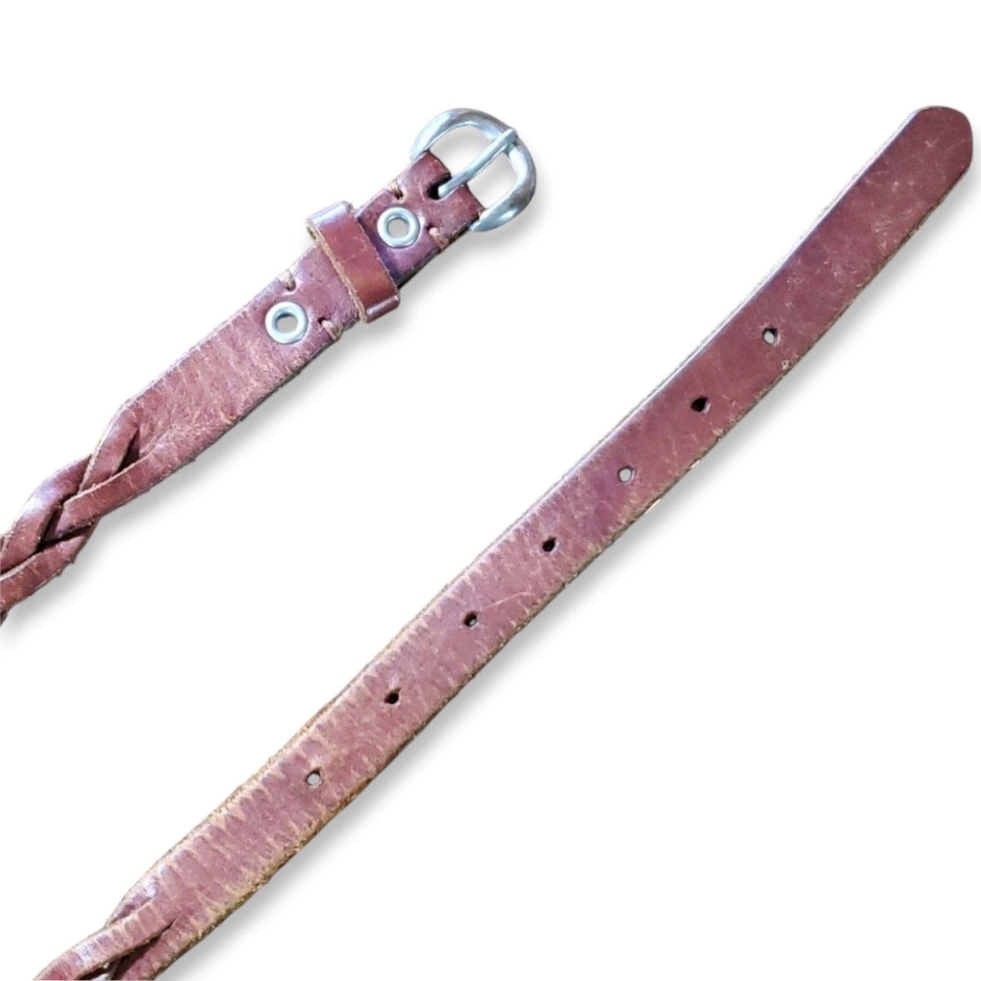 American Eagle Outfitters AEO 32-38" Belt Red Brown Leather Strap Cowhide Braided Size ONE SIZE - 6 Thumbnail