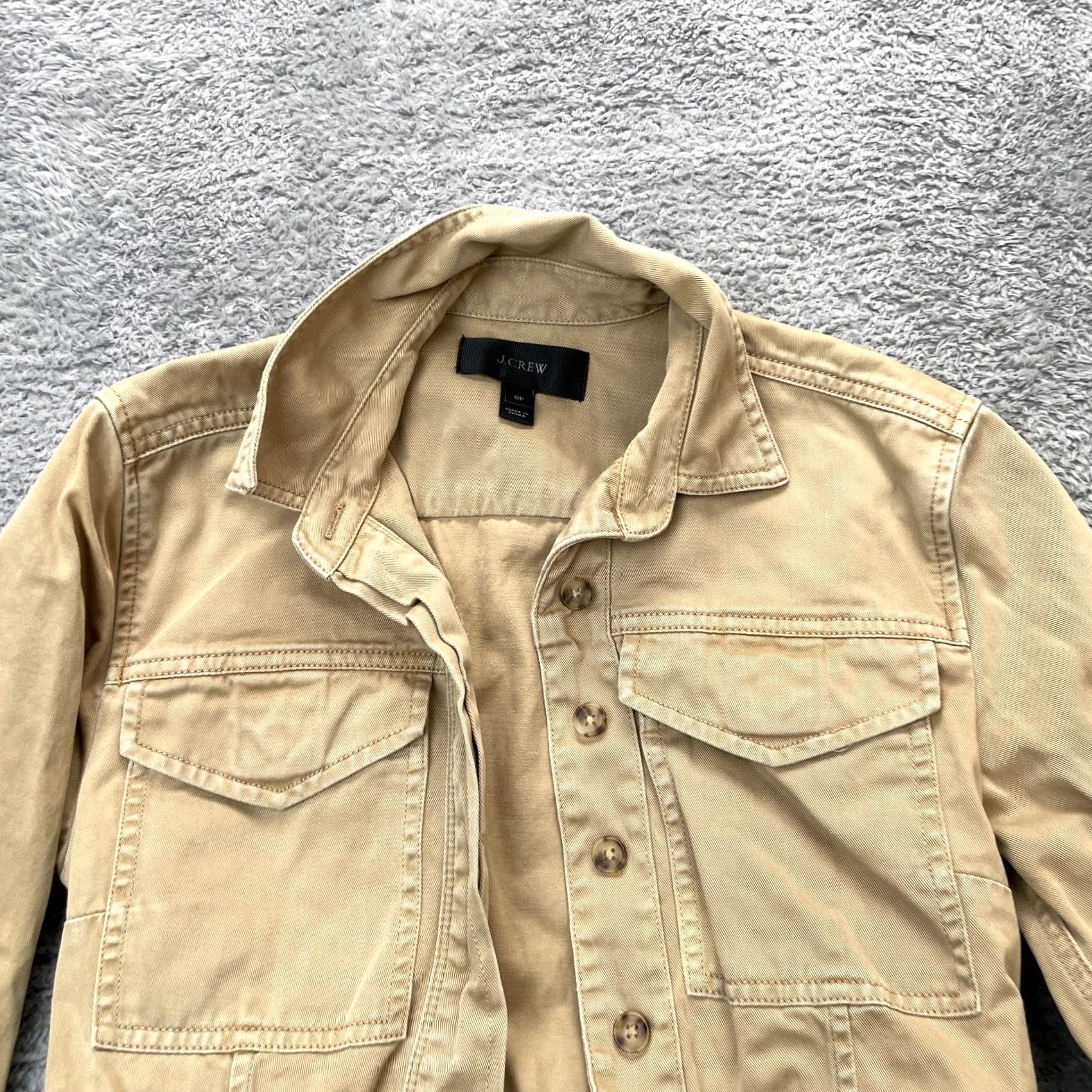 J.Crew J.CREW Jacket Womens 0 Petite Beige Overcoat Cotton Belted Waist Button Front Size XS / US 0-2 / IT 36-38 - 5 Thumbnail