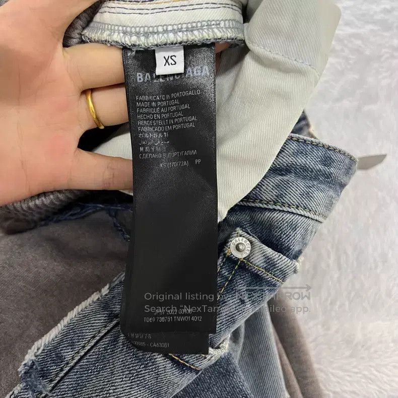 Balenciaga Balenciaga size XS Patchwork Distressed Denim Wide Leg Pan Size US 27 - 4 Thumbnail