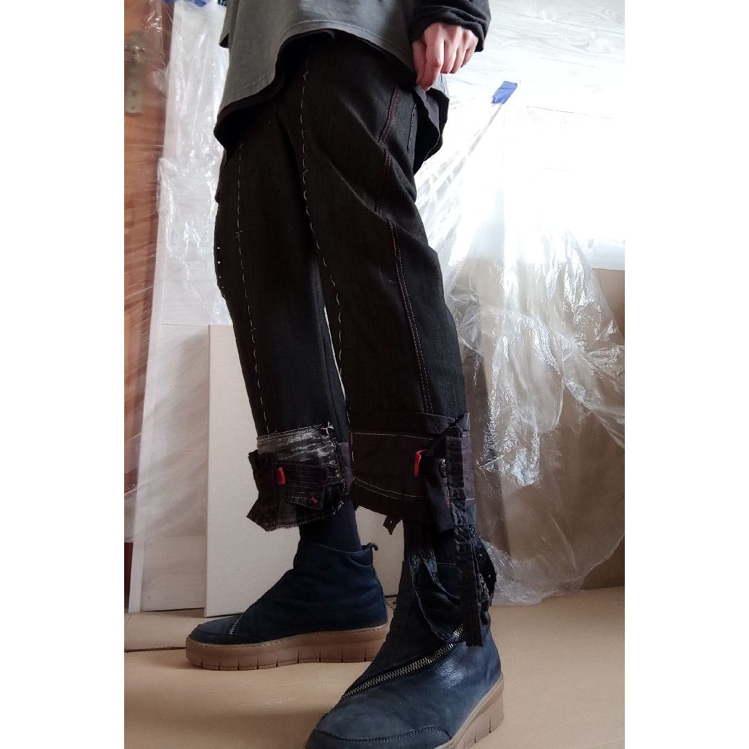 Vintage Asymmetric Patchwork Pants Bootcut Goth grunge Noir Alt Size US 32 / EU 48 - 1 Thumbnail