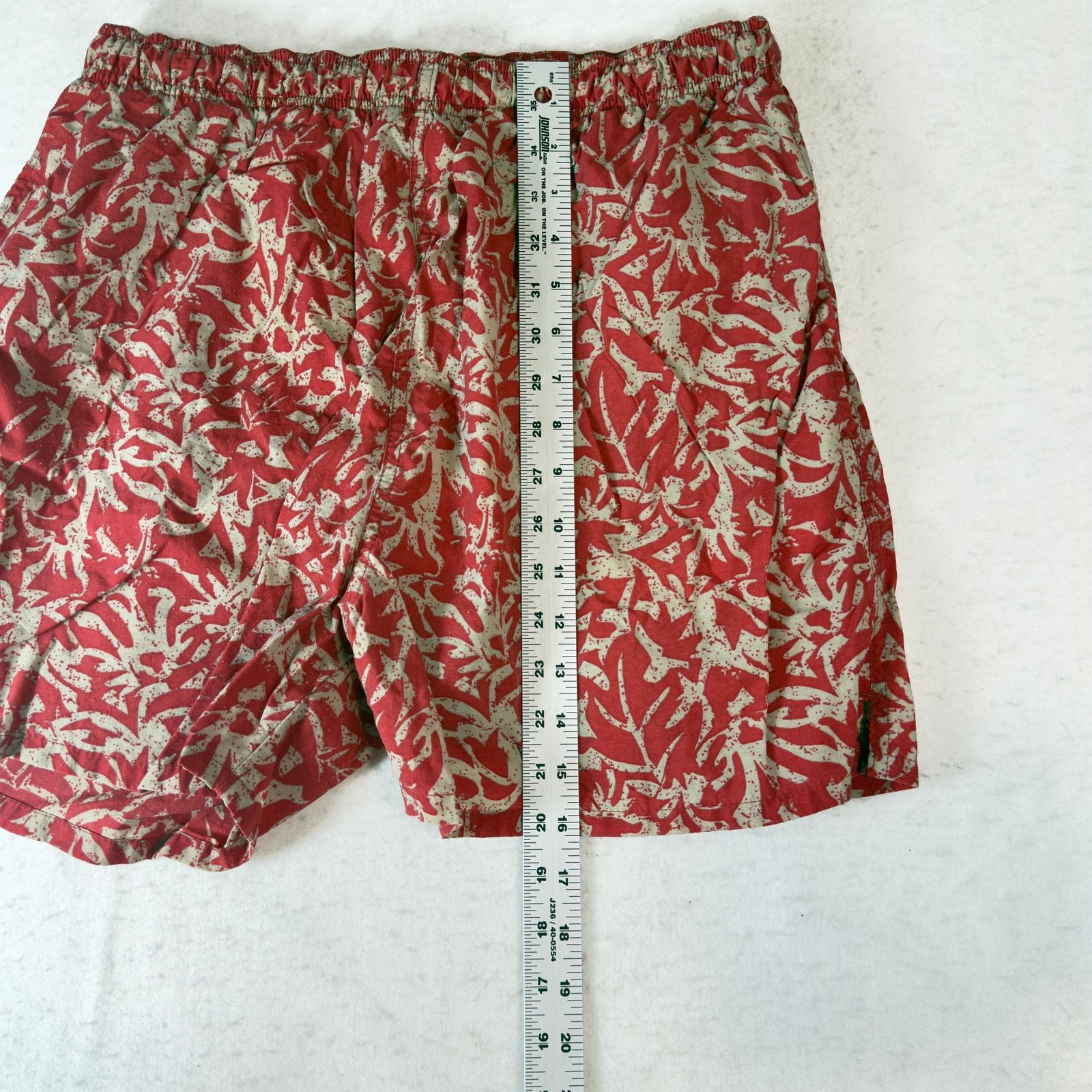 Other Laguna Men Large Swim Trunks Red Leaf Print Lined Drawstring Size US 30 / EU 46 - 11 Thumbnail