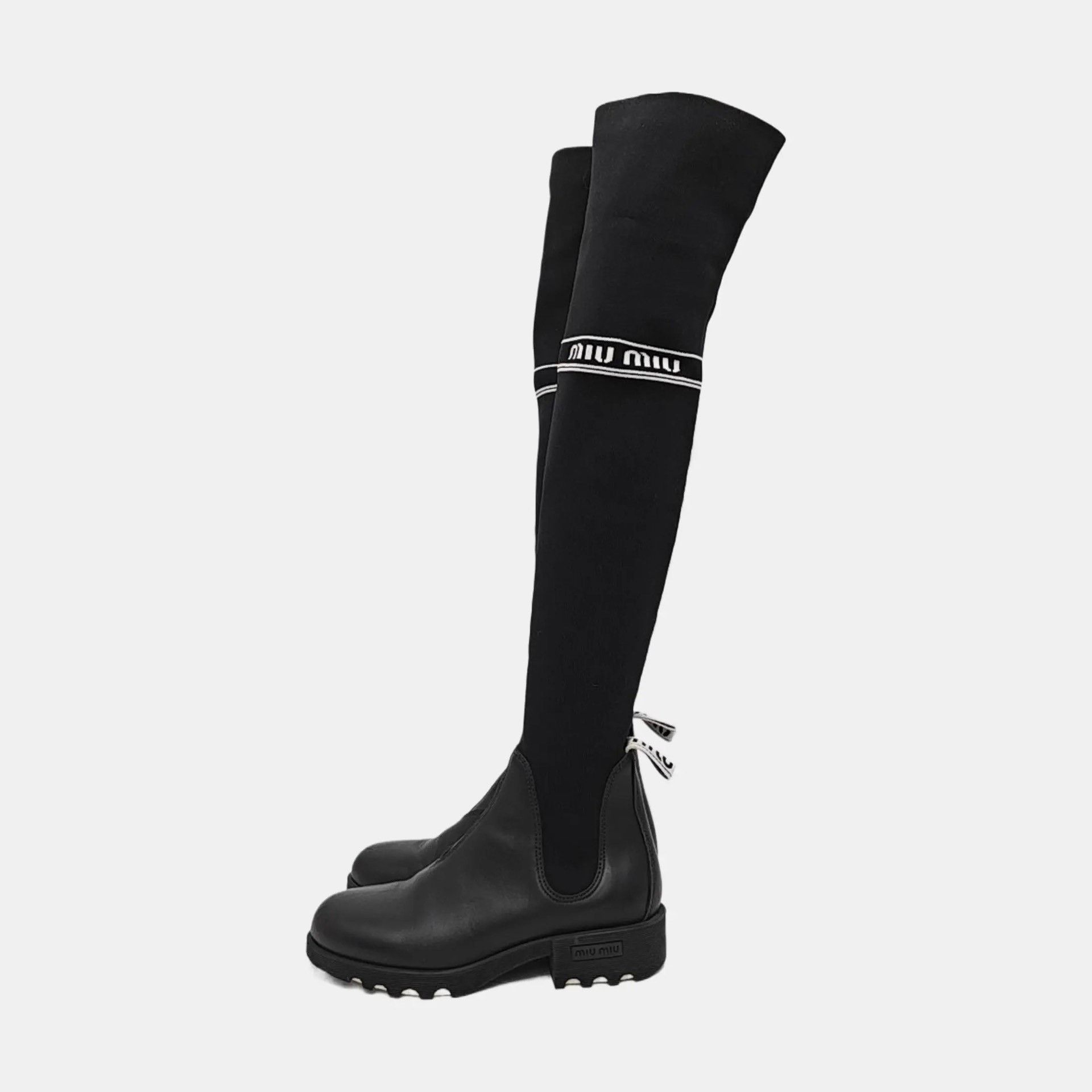 Miu Miu Miumiu Black Over-the-Knee Boots Size US 7 / IT 37 - 1 Thumbnail
