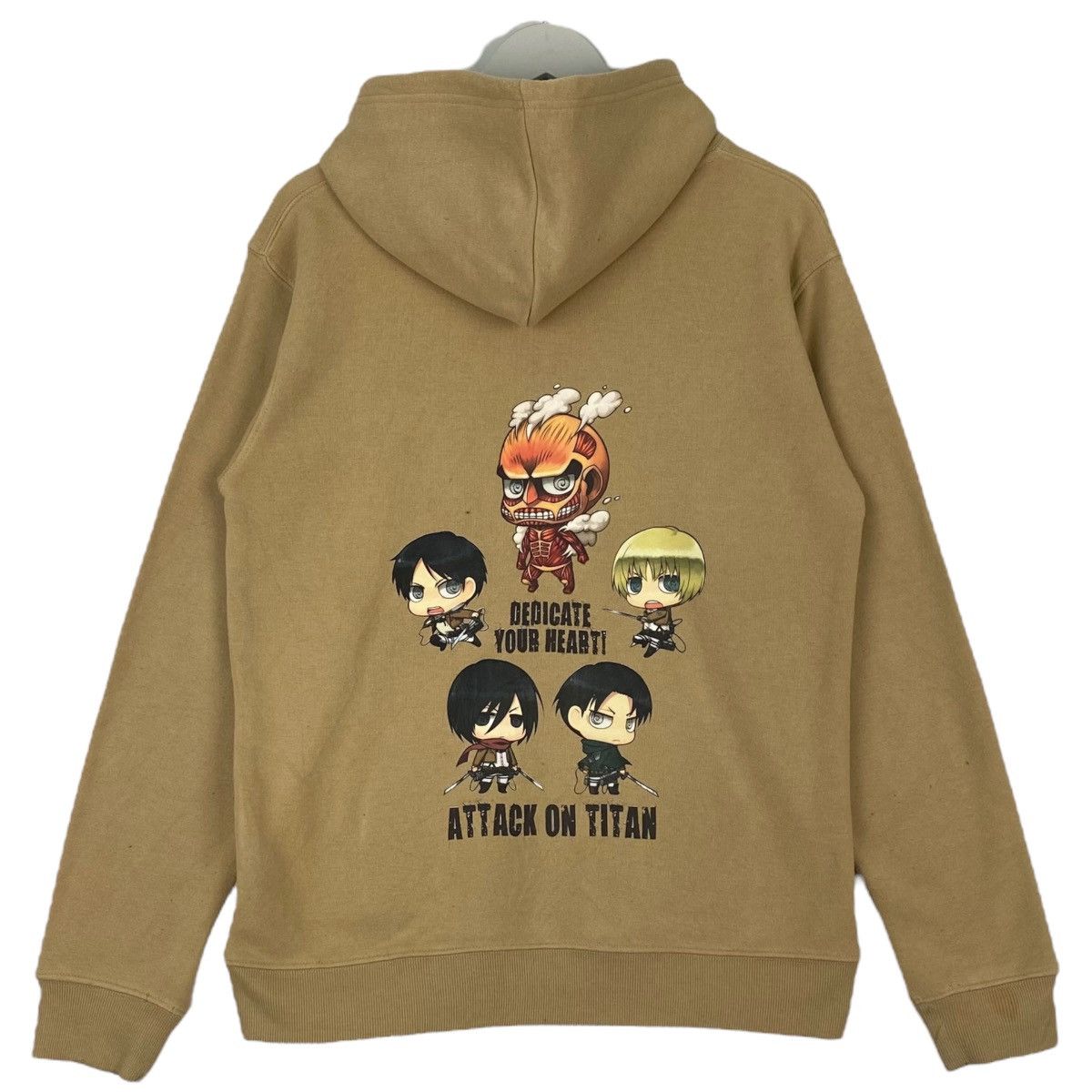 Designer × Vintage Vintage Attack On Titan Hoodie Sweater Beige Size US M / EU 48-50 / 2 - 8 Thumbnail