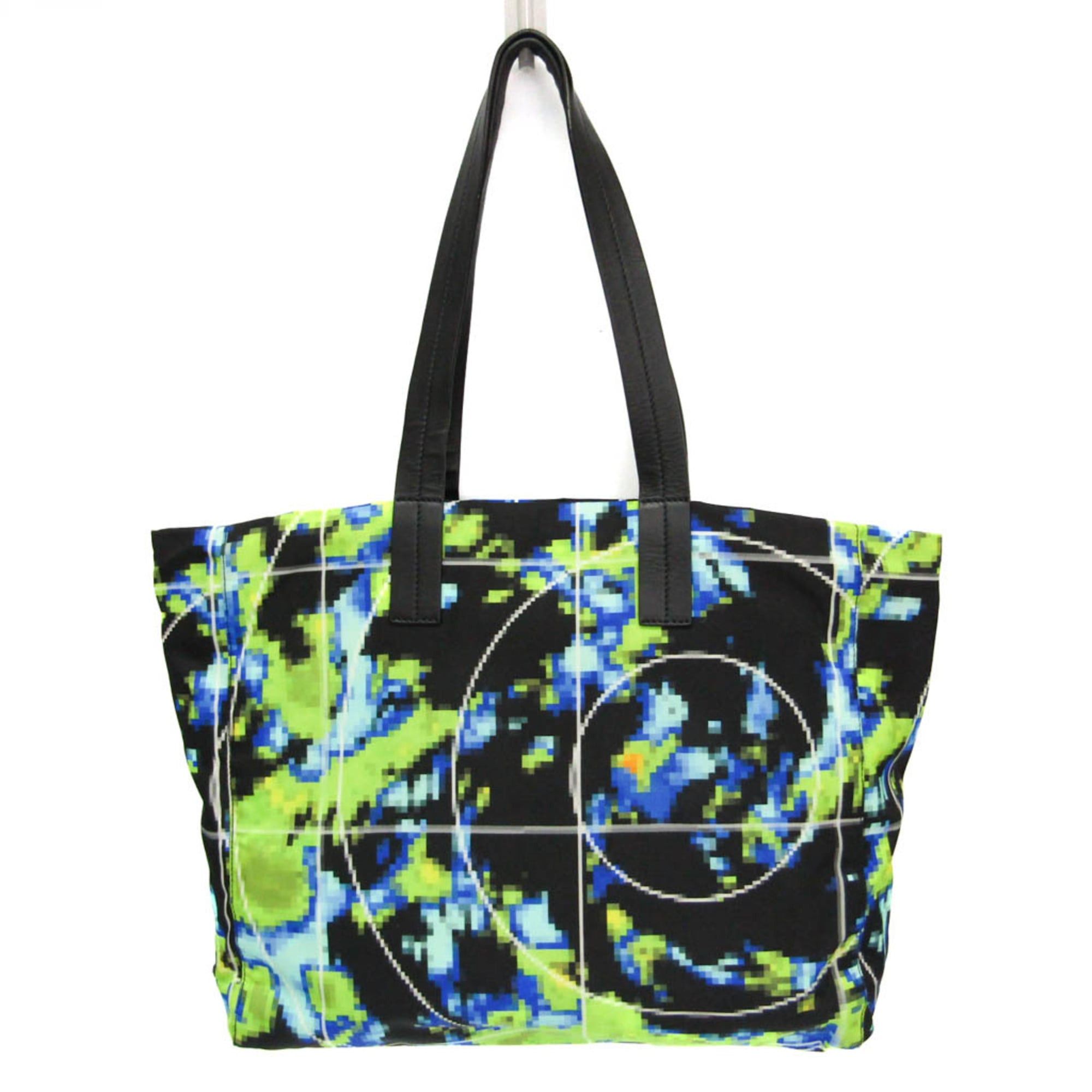 Prada Prada Tessuto 2VG019 Men,Women Nylon,Leather Shoulder Bag,Tote Bag Black,Light Green Size ONE SIZE - 1 Thumbnail