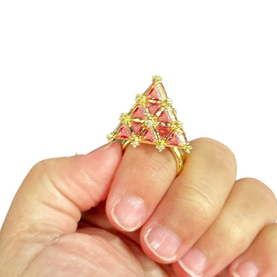 Swarovski Swarovski Curiosa cocktail ring Triangle cut, Red, 7 Size ONE SIZE - 6 Thumbnail
