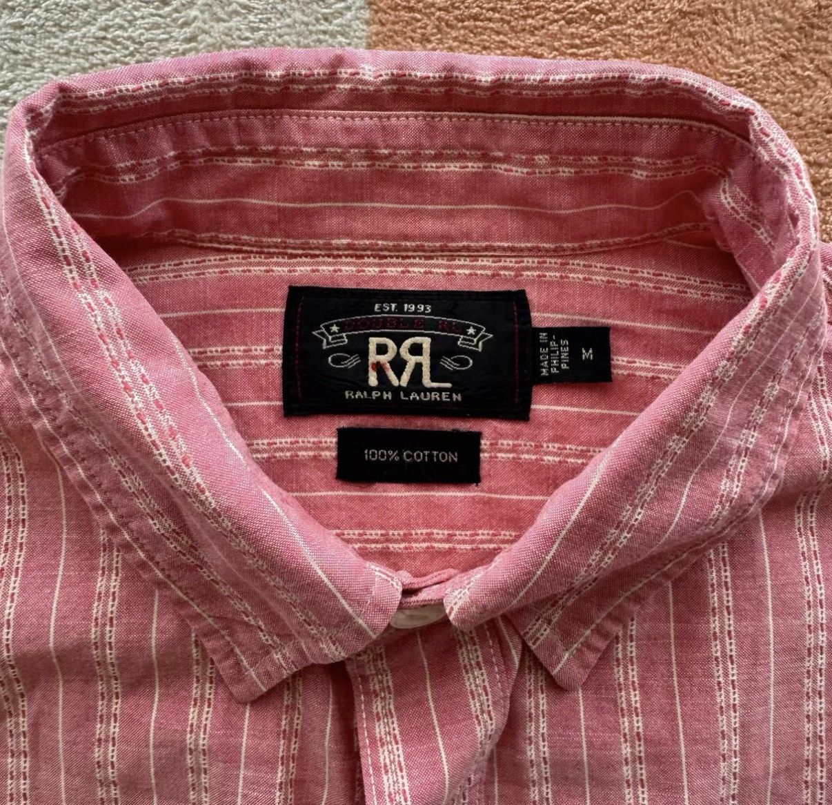 RRL Ralph Lauren RRL Ralph Lauren Double RL Pink Stripe Shirt K22 Size US M / EU 48-50 / 2 - 5 Thumbnail