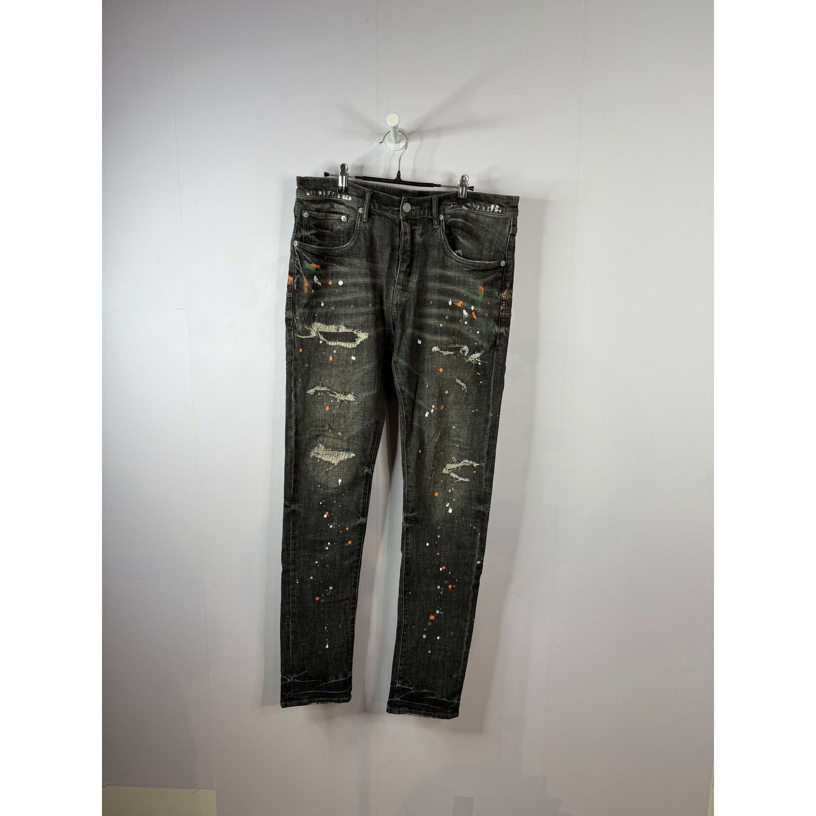 Purple Brand Purple Jeans Grey Orange Green Splatter Used 34 Size US 34 / EU 50 - 1 Thumbnail