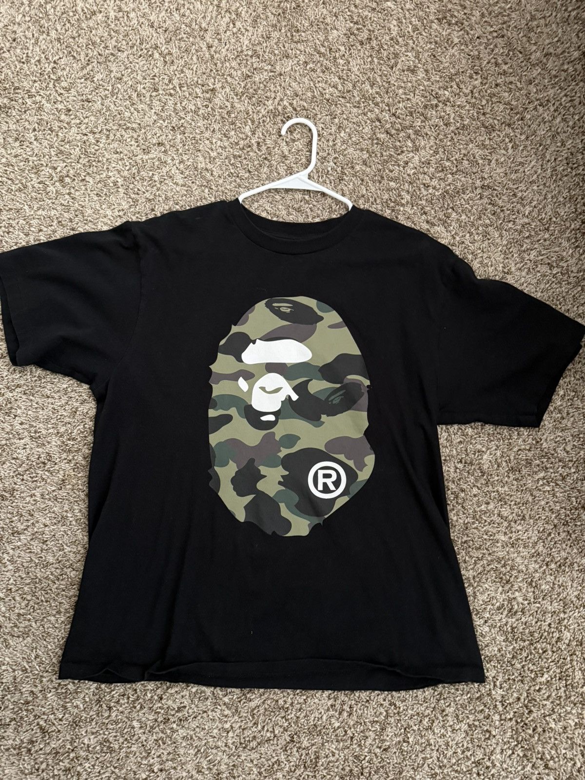 Bape 1st Camo Big Ape Head Tee Black/Green, image size:1200x1600