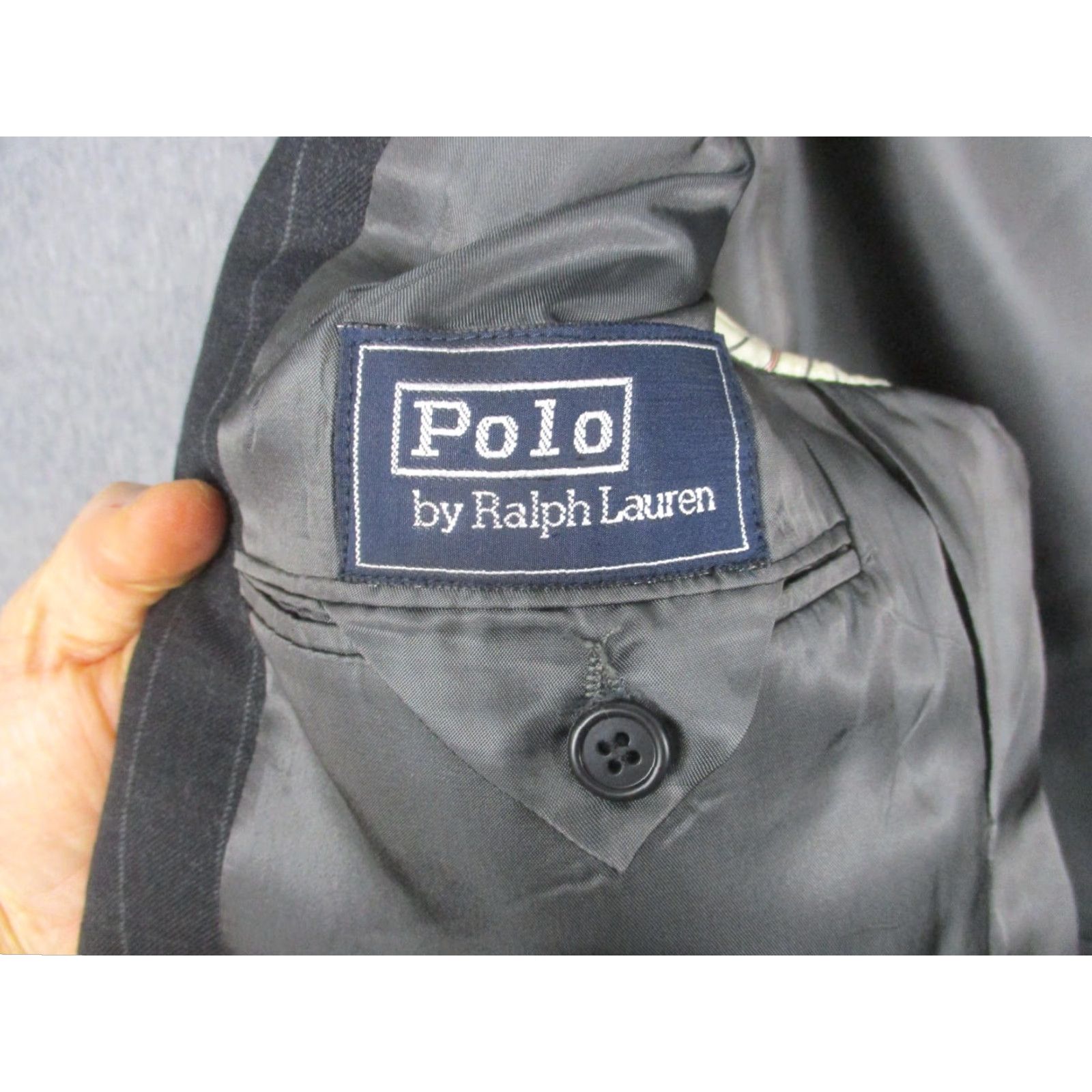 Polo Ralph Lauren Polo by Ralph Lauren Suit Jacket Men's Gray Pinstripe Wool 2-Button Notch Lapel Large 44 Regular Size US XXL / EU 58 / 5 - 6 Thumbnail