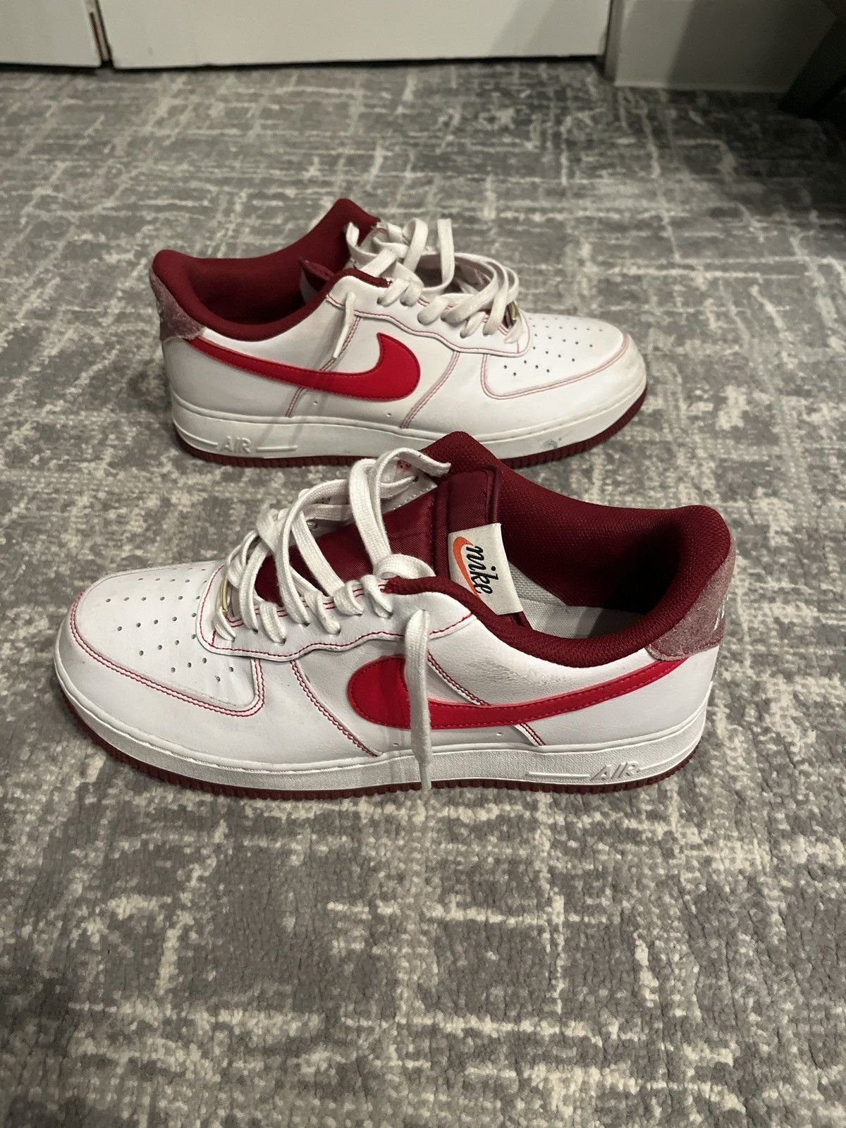 Nike Double Red and White Air Forces Size US 11 / EU 44 - 6 Thumbnail