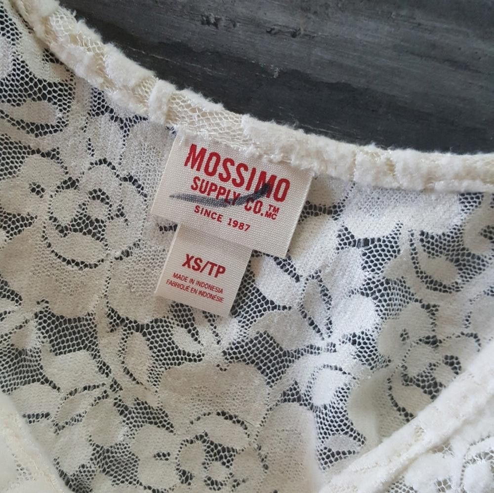 Designer White Floral Detailed Mossimo Cropped Long Sleeve Size XS / US 0-2 / IT 36-38 - 4 Thumbnail