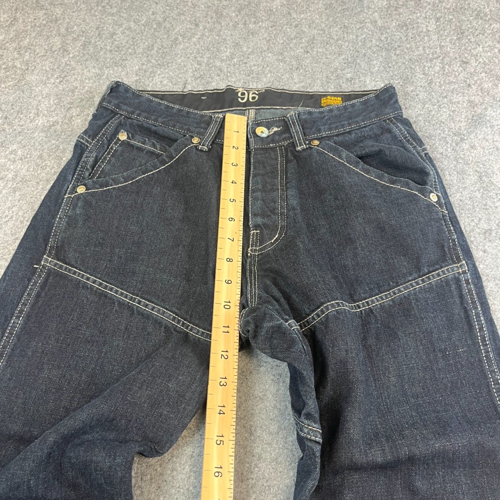 G-Star Vintage G Star 96 Mens Jeans Regular Straight 30 Dark Blue Y2K Cinch Buckle Jeans 5-Pocket Design Mens B Size US 30 / EU 46 - 5 Thumbnail