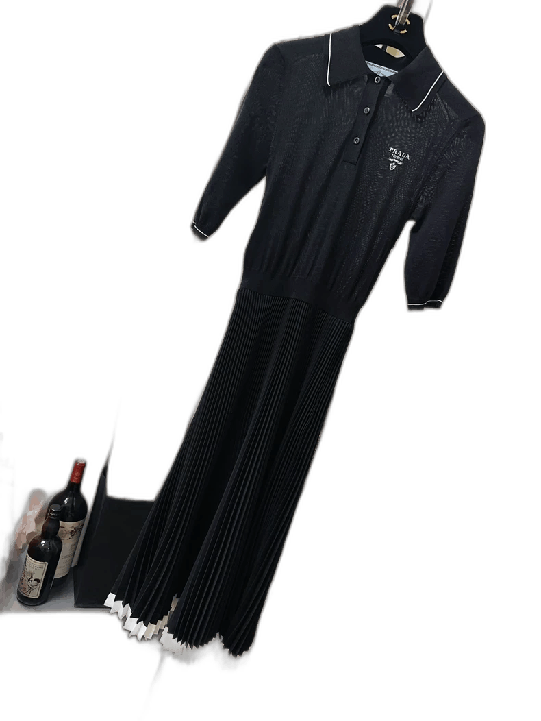 Prada Prada Black Pleated Polo Dress-2506 Size S / US 4 / IT 40 - 1 Thumbnail