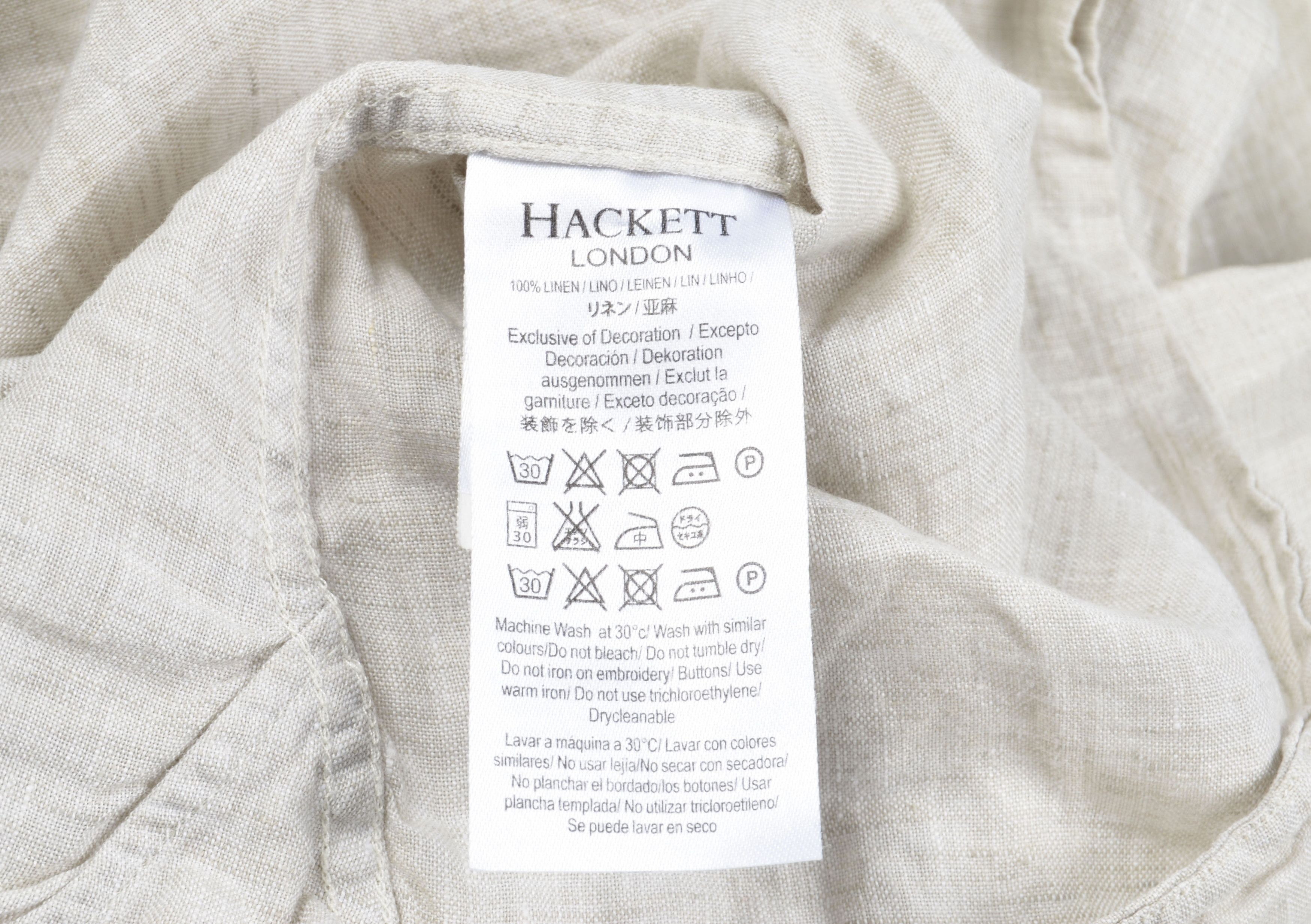 Hackett Men's Hackett London Light Gray Linen Button Down Shirt Size US XXL / EU 58 / 5 - 6 Thumbnail