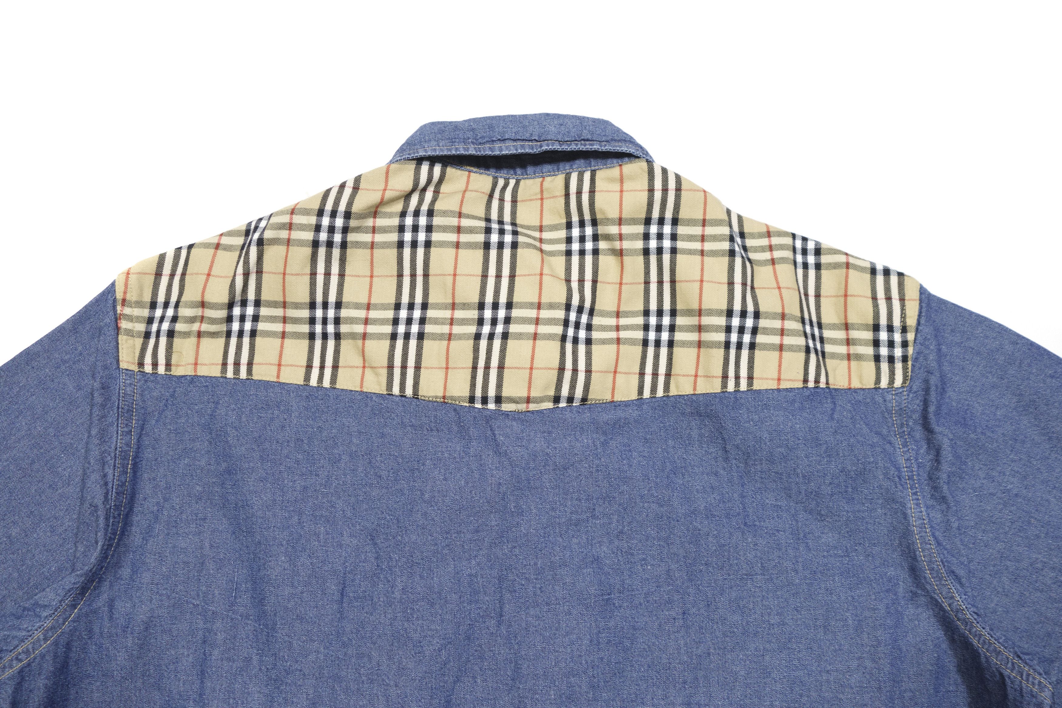 Burberry 00S Nova Check Denim Shortsleeve Shirt Size US L / EU 52-54 / 3 - 4 Thumbnail