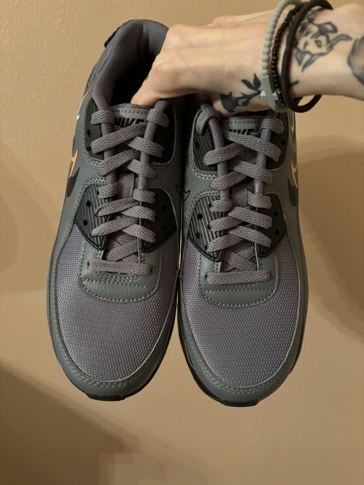 Nike × Vintage Air Max 90 Next Nature GS Multi-Swoosh - Smoke Grey Mandarin Size US 7 / EU 40 - 3 Thumbnail