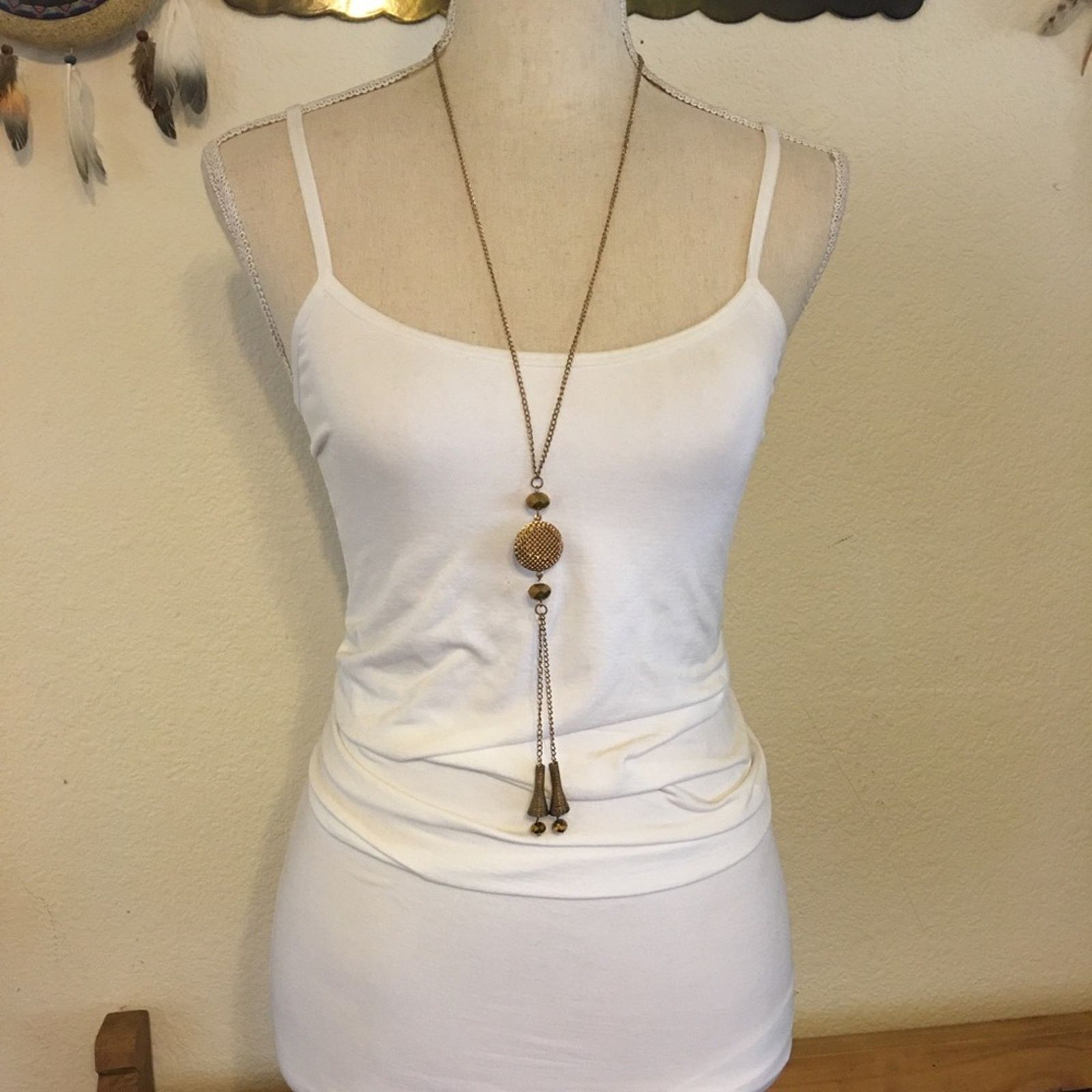 Vintage Vintage gold tone dangle horn bead necklace Size ONE SIZE - 4 Thumbnail