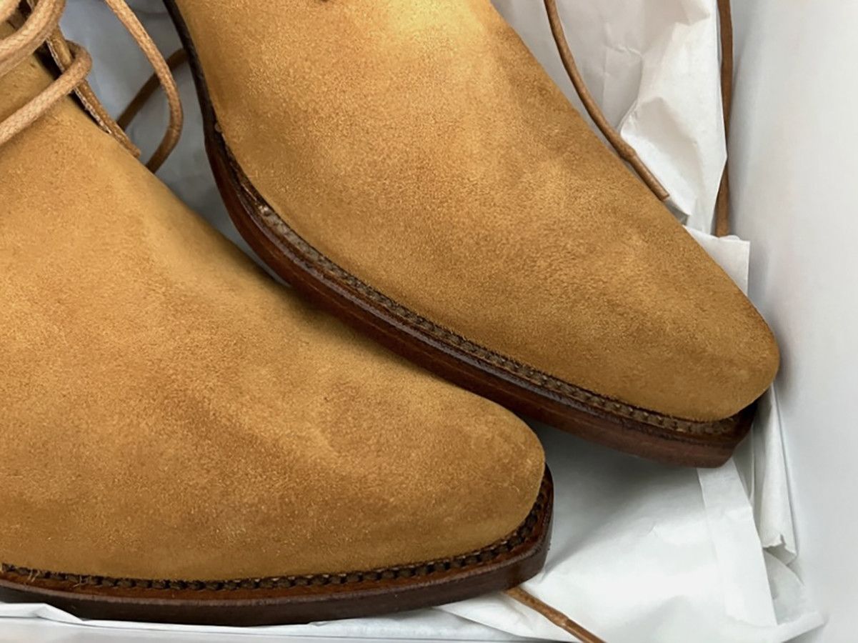 4SDESIGNS Tan Suede Western Boots Size US 7 / EU 40 - 4 Thumbnail