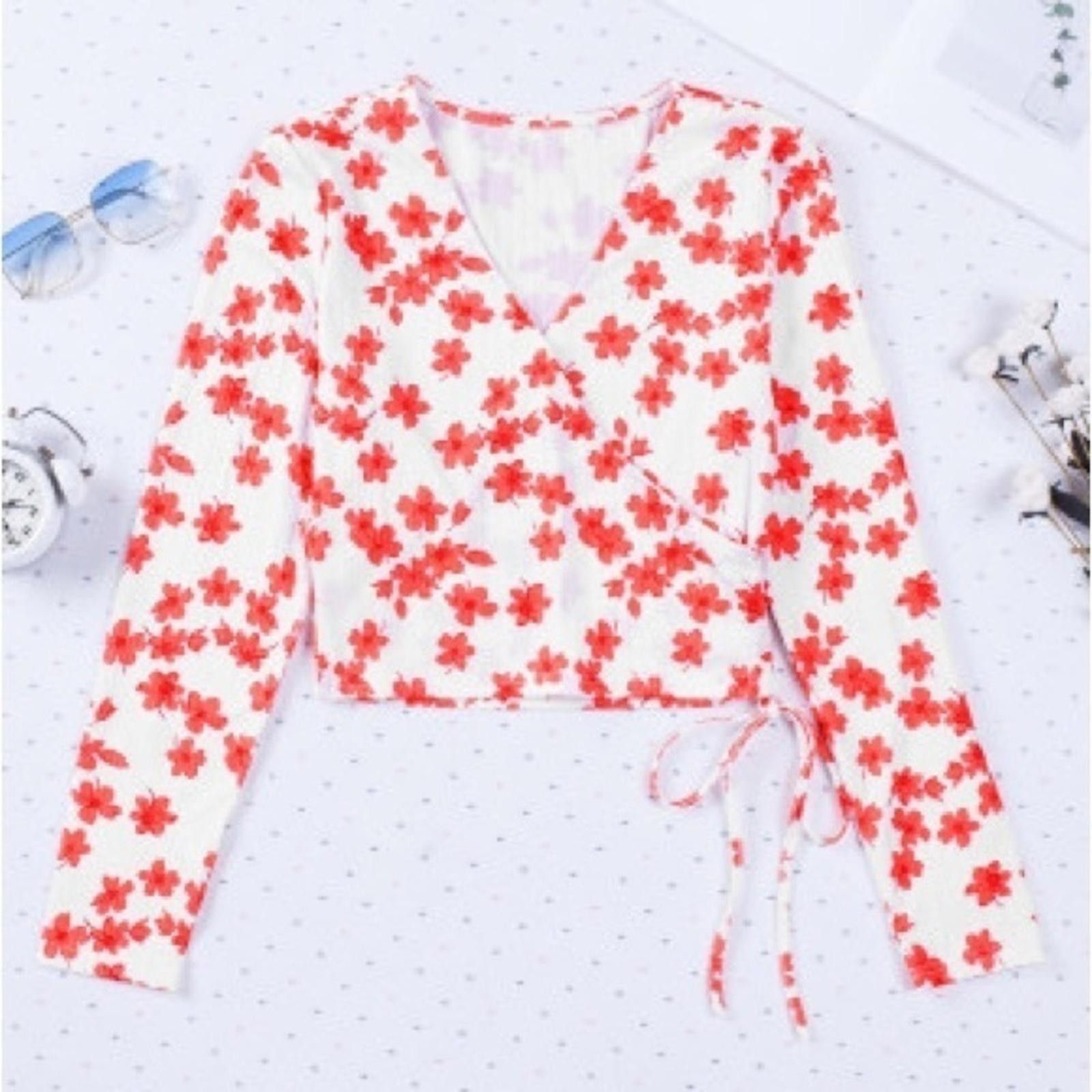 Designer Cherry Blossom Crop Top Shirt NWT Size M / US 6-8 / IT 42-44 - 7 Thumbnail