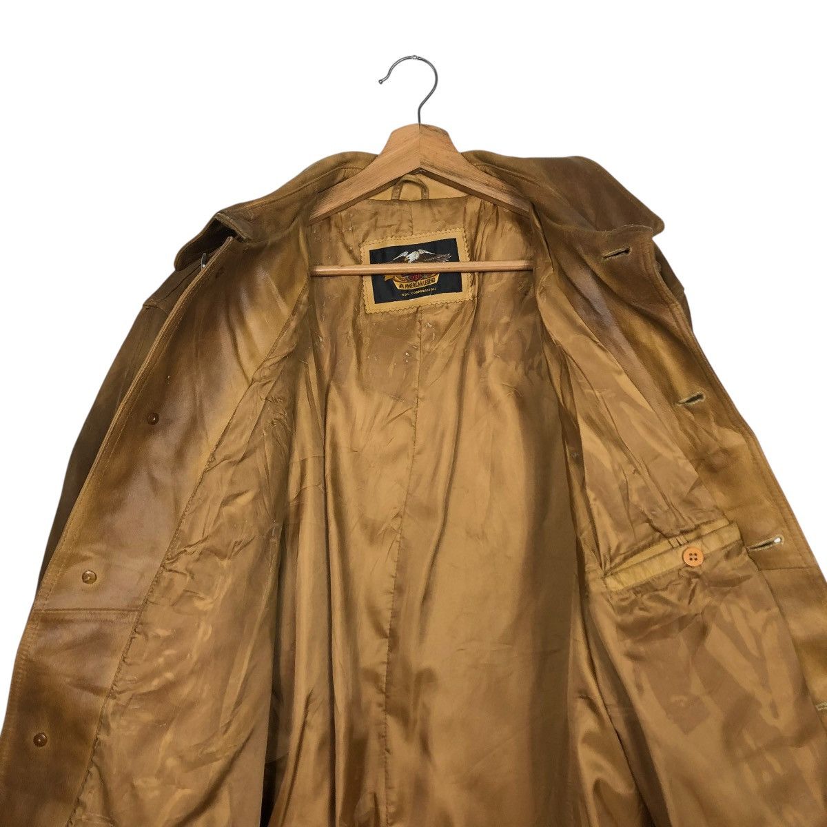Harley Davidson 🔥VINTAGE GENUINE LEATHER LONG JACKET HARLEY DAVIDSON BIKER Size US M / EU 48-50 / 2 - 16 Thumbnail