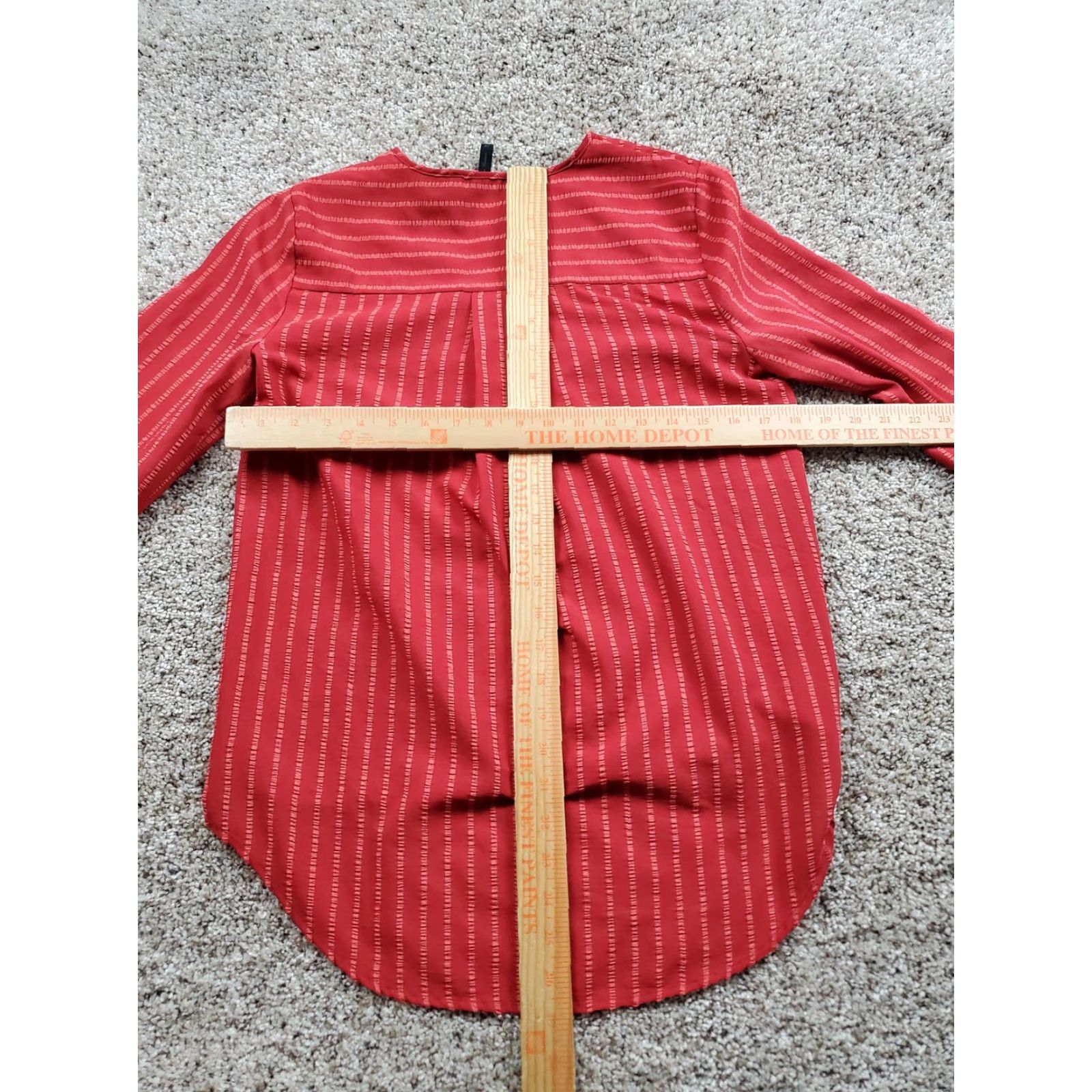 Bcbgmaxazria BCBGMAXAZRIA Blouse Womens XS Red Long Sleeve Surplice Stripe Wrap Top Dressy Size XS / US 0-2 / IT 36-38 - 7 Thumbnail