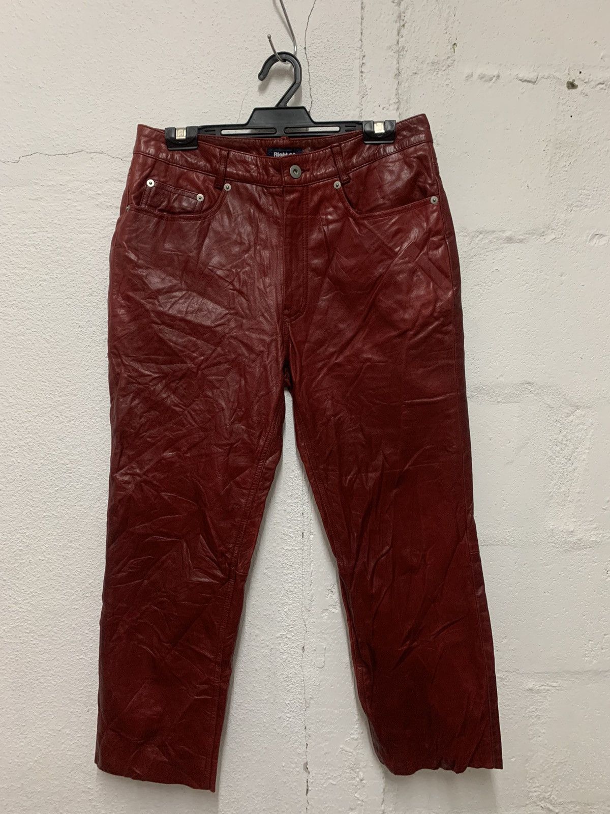Japanese Brand × Leather × Vintage Vintage Right On Real Leather Pants ‘cowhide’ Size US 30 / EU 46 - 1 Thumbnail