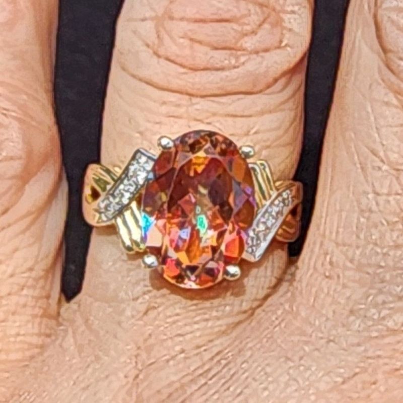 Vintage Vintage Fire Mystic Topaz Diamond 14k YG Cocktail Ring Size ONE SIZE - 9 Thumbnail