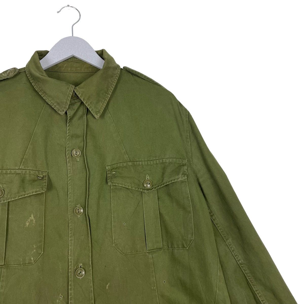 Vintage 💥70s OG ARMY BUTTON FIELD JACKET SHIRT Size US L / EU 52-54 / 3 - 5 Thumbnail