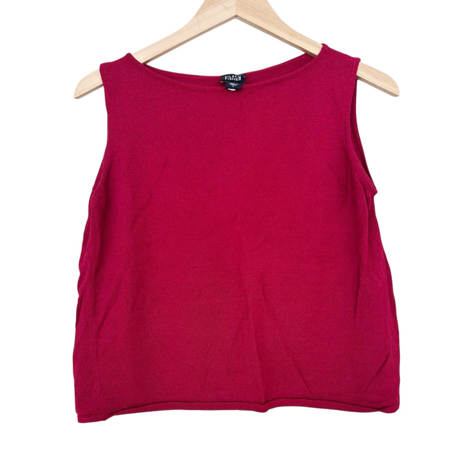 Eileen Fisher Eileen Fisher Red Knit Tank Top Sz L Size L / US 10 / IT 46 - 1 Thumbnail