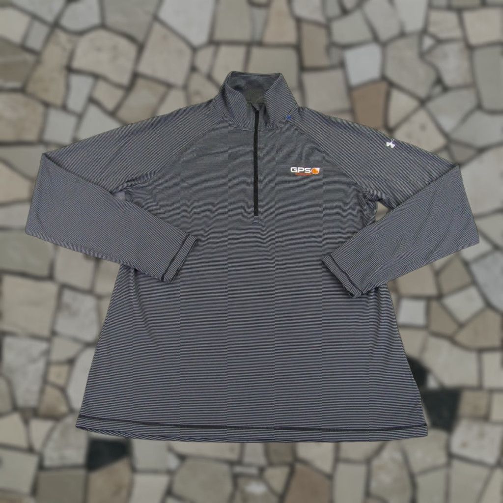 Under Armour Under Armour Pullover Sweater Womens Large Gray Stripes 1/4 Zip Heatgear Size L / US 10 / IT 46 - 1 Thumbnail