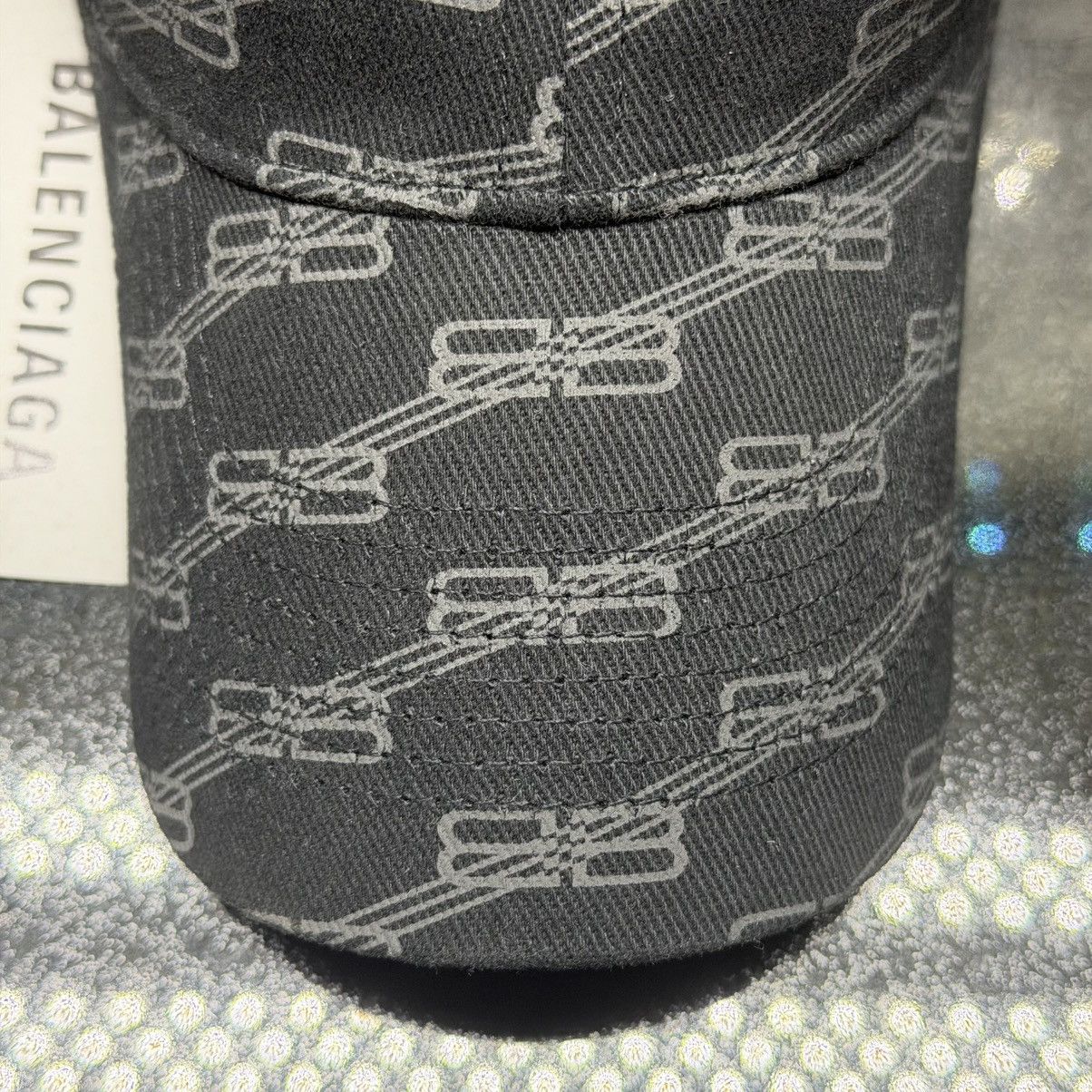 Balenciaga Balenciaga BB Monogram Cap Black Gray Logo Print Adjustable Size ONE SIZE - 9 Thumbnail
