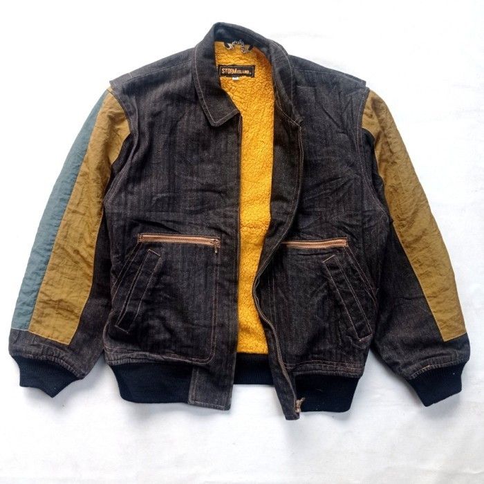 Japanese Brand × Vintage StormIsland Japan tritone bomber denim jaket sherpa lining Size US M / EU 48-50 / 2 - 1 Thumbnail
