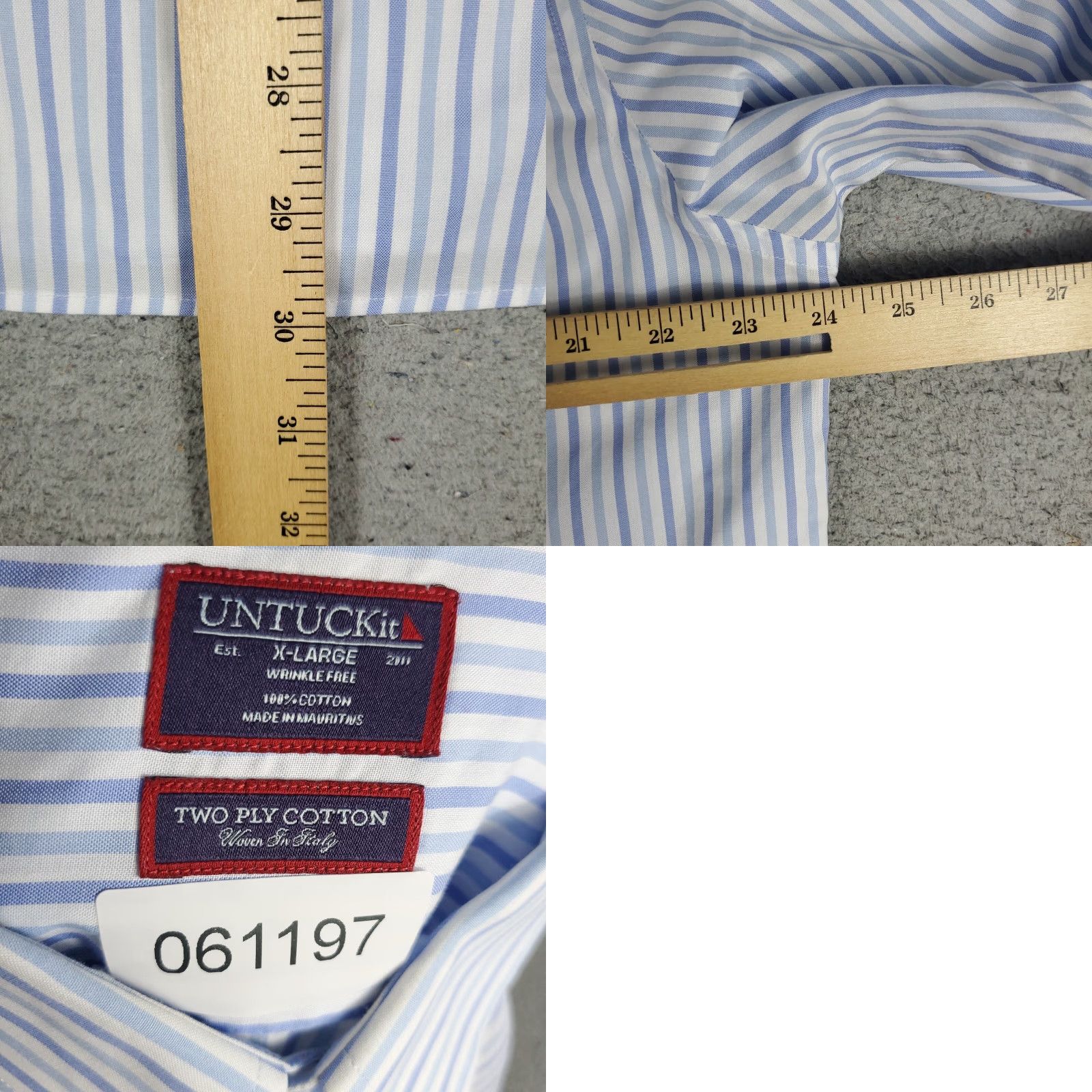 UNTUCKit UNTUCKit Blue Striped Button Up Shirt XL Mens Long Sleeve Casual Size US XL / EU 56 / 4 - 8 Thumbnail