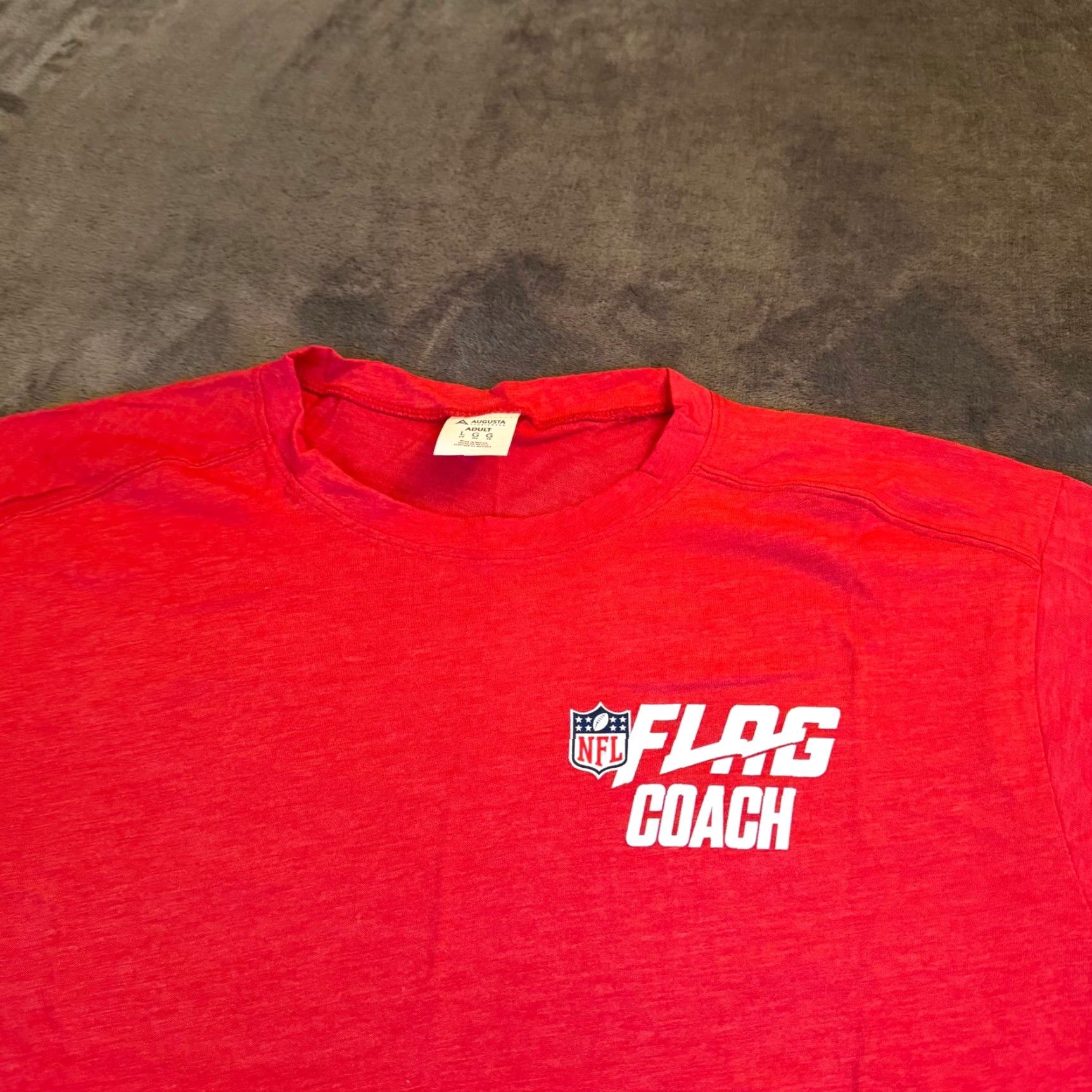 Augusta Sportswear Augusta Sportswear NFL Flag Football Coach Red T Shirt Adult Large Regular Crew Neck Short Sleeve Graphic Print Mens Shirt Red USA Football Size US L / EU 52-54 / 3 - 2 Thumbnail