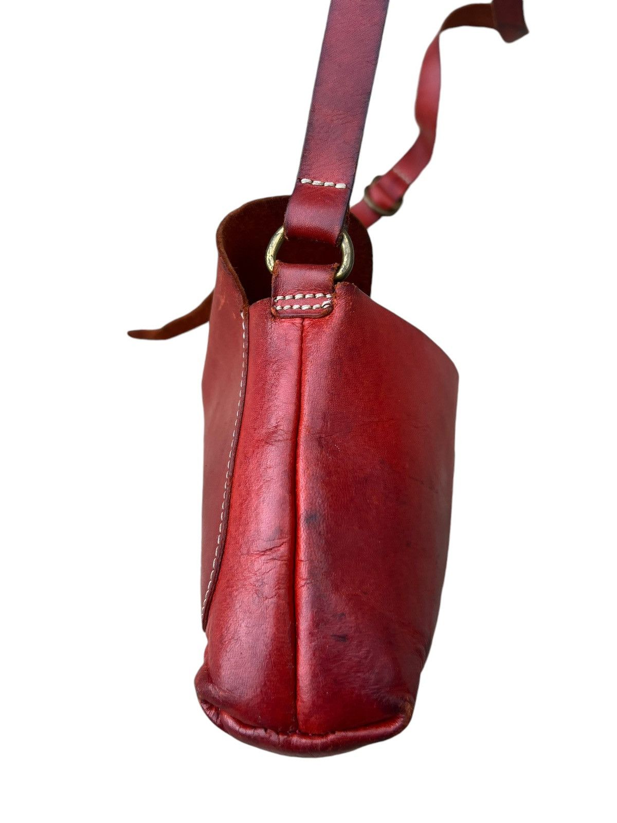 Leather Vintage Kissora Japan Fade Distress Patina Leather Sling Bag Size ONE SIZE - 16 Thumbnail