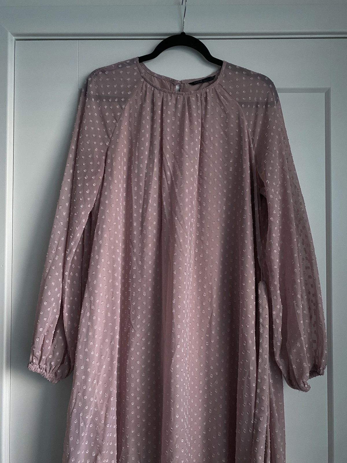 Shein SHEIN Raglan Lantern Sleeve Flounce Hem Swiss Dot Dress Size L / US 10 / IT 46 - 4 Thumbnail