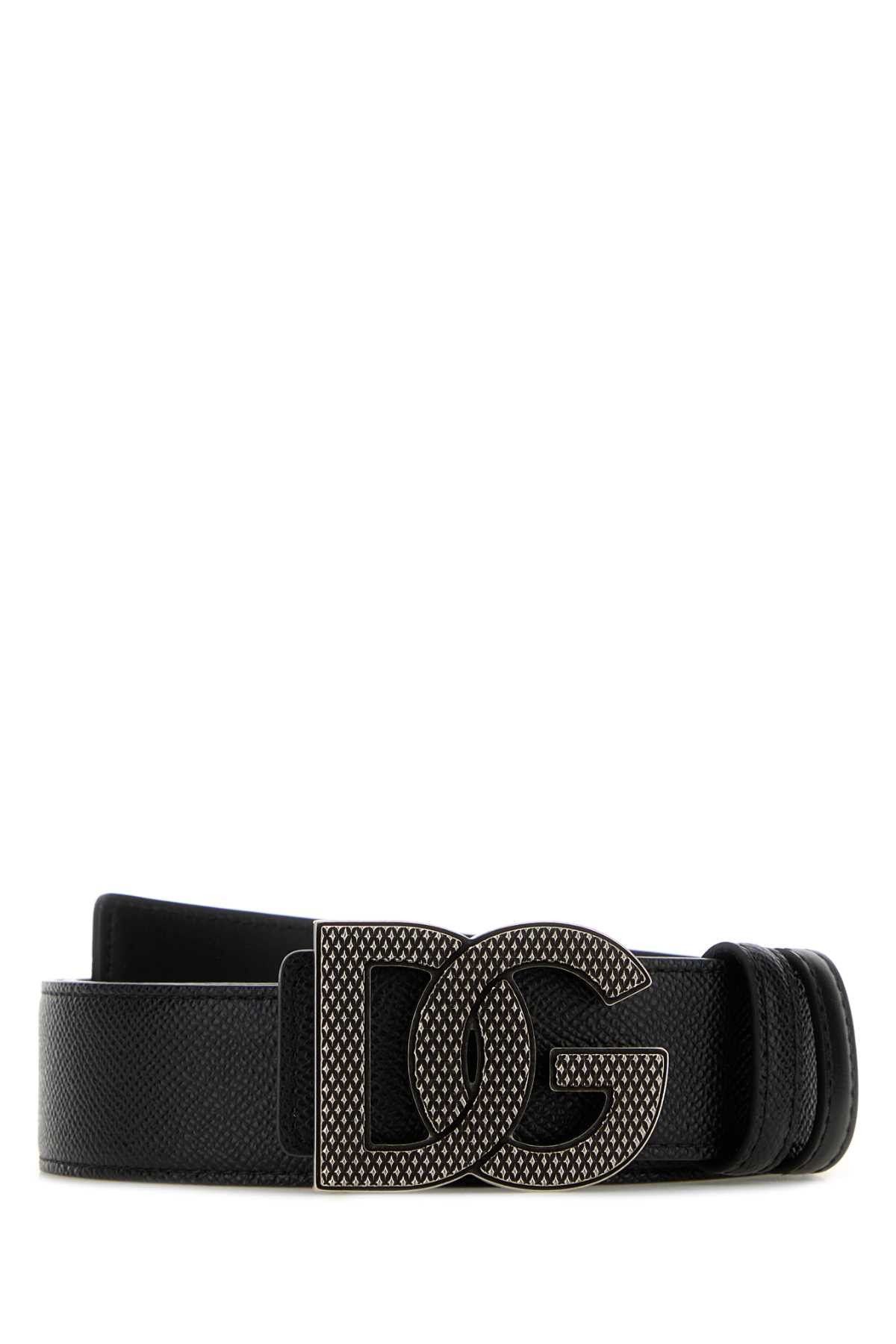 Dolce & Gabbana Black Leather Reversible Belt Size ONE SIZE - 1 Thumbnail